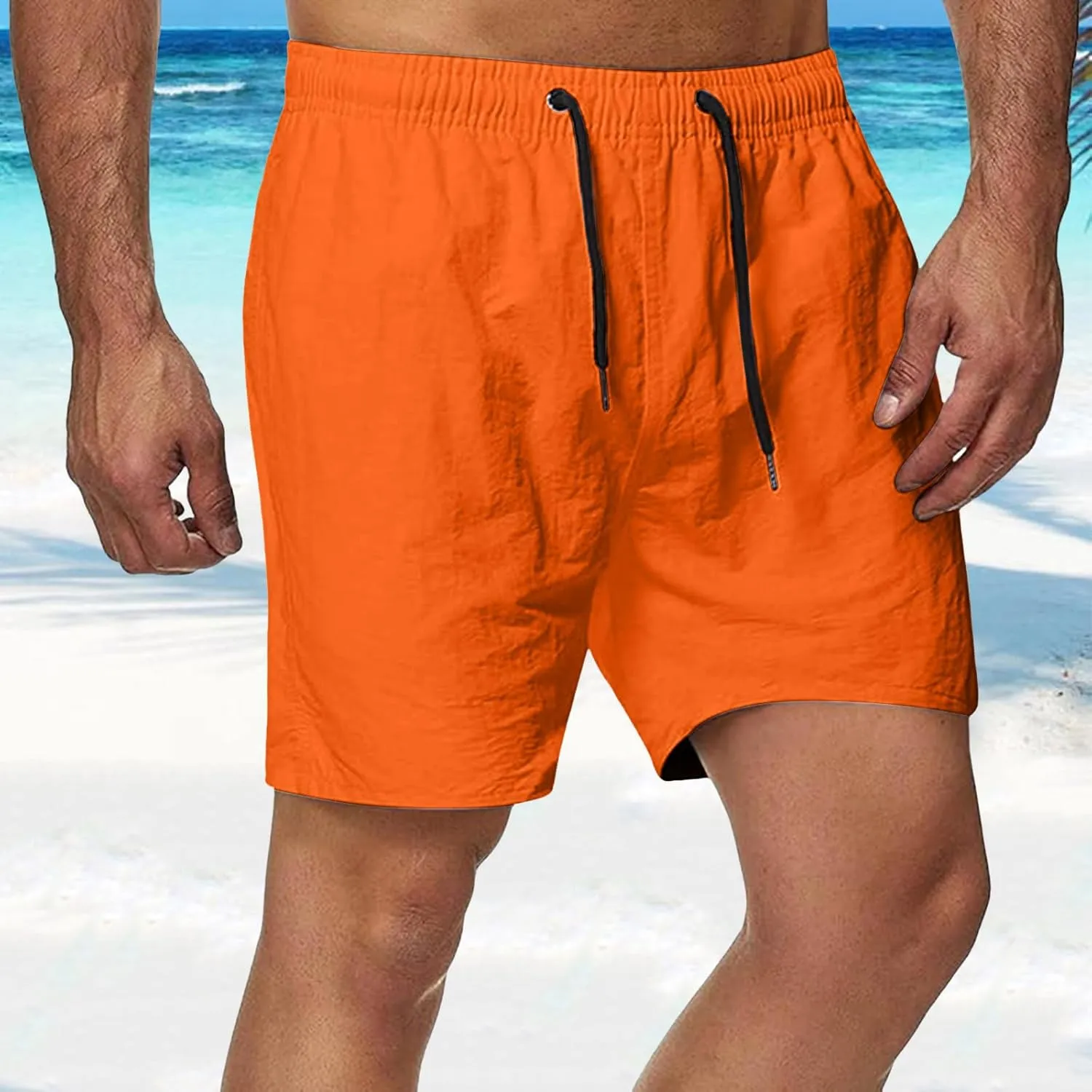 Shorts for Men Casual Lightweight Outdoor Shorts Summer Beach Vacation Shorts Elastic Waist Drawstring Shorts