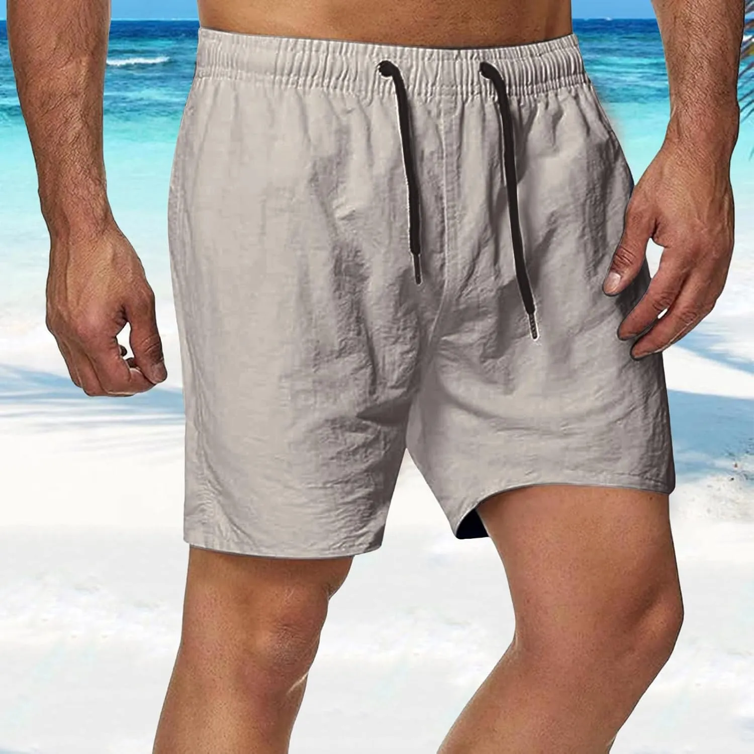 Shorts for Men Casual Lightweight Outdoor Shorts Summer Beach Vacation Shorts Elastic Waist Drawstring Shorts