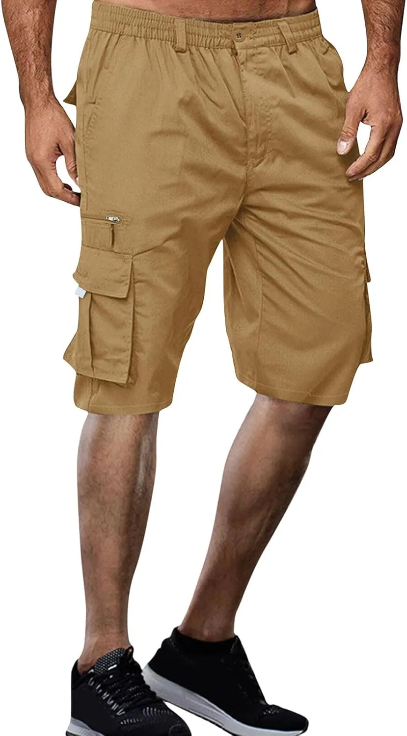 Shorts for Men Summer Beach Vacation Shorts Elastic Waist Drawstring Shorts Relaxed Lightweight Hiking Shorts