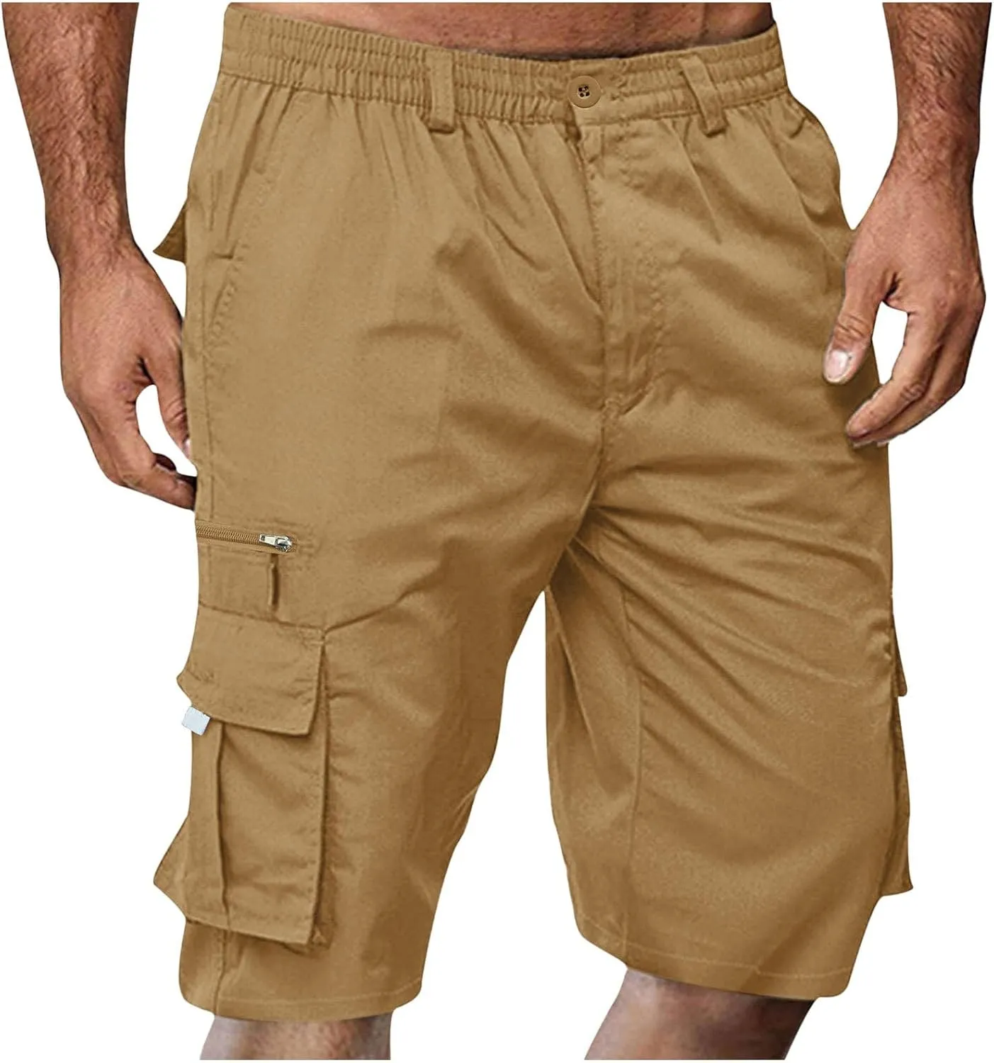 Shorts for Men Summer Beach Vacation Shorts Elastic Waist Drawstring Shorts Relaxed Lightweight Hiking Shorts