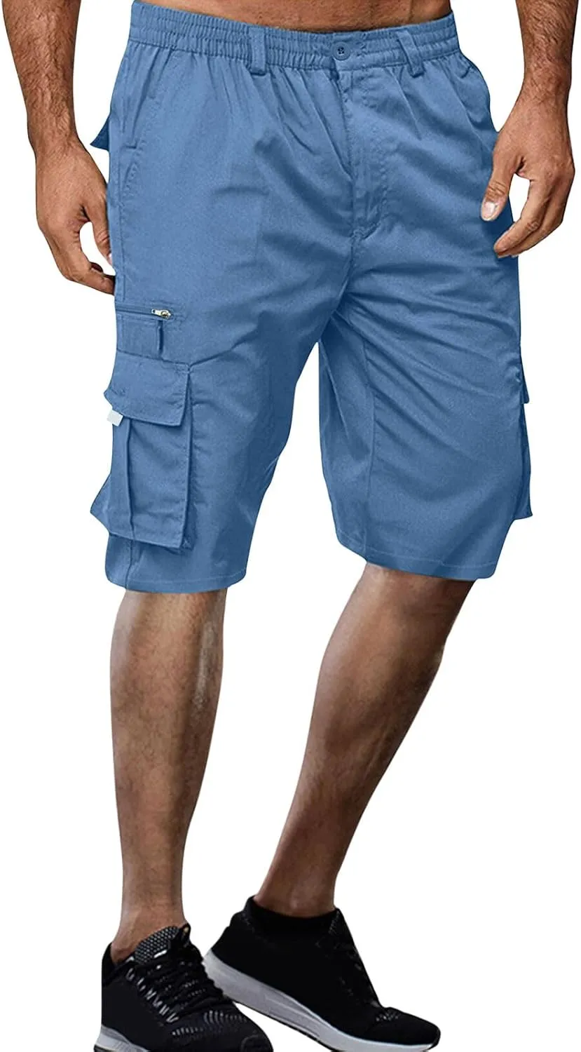 Shorts for Men Summer Beach Vacation Shorts Elastic Waist Drawstring Shorts Relaxed Lightweight Hiking Shorts