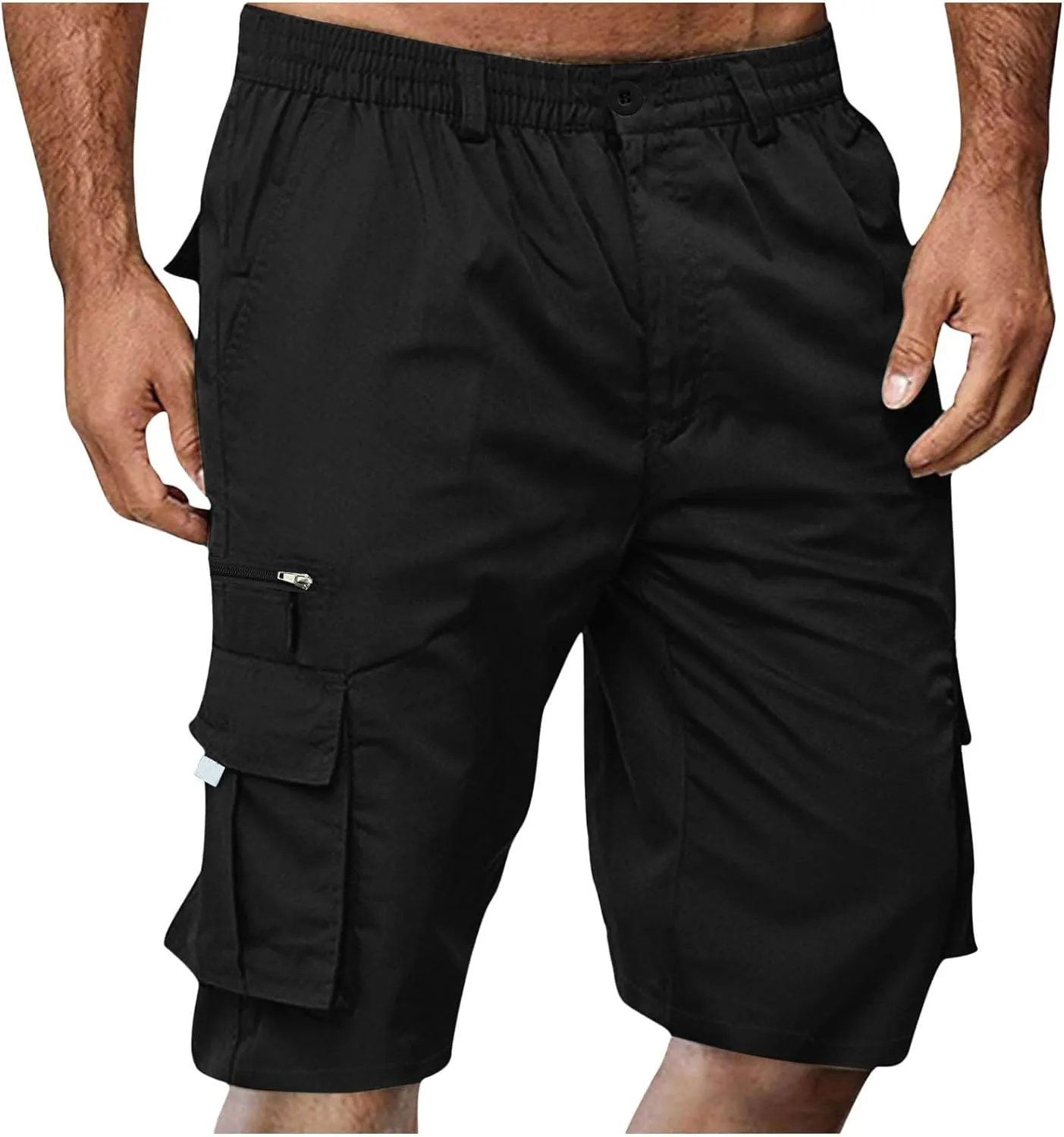 Shorts for Men Summer Beach Vacation Shorts Elastic Waist Drawstring Shorts Relaxed Lightweight Hiking Shorts