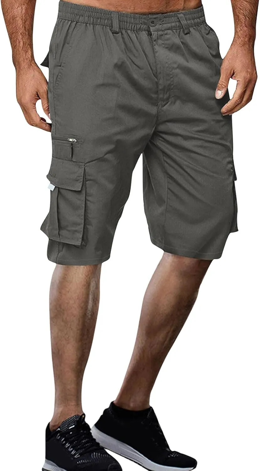 Shorts for Men Summer Beach Vacation Shorts Elastic Waist Drawstring Shorts Relaxed Lightweight Hiking Shorts
