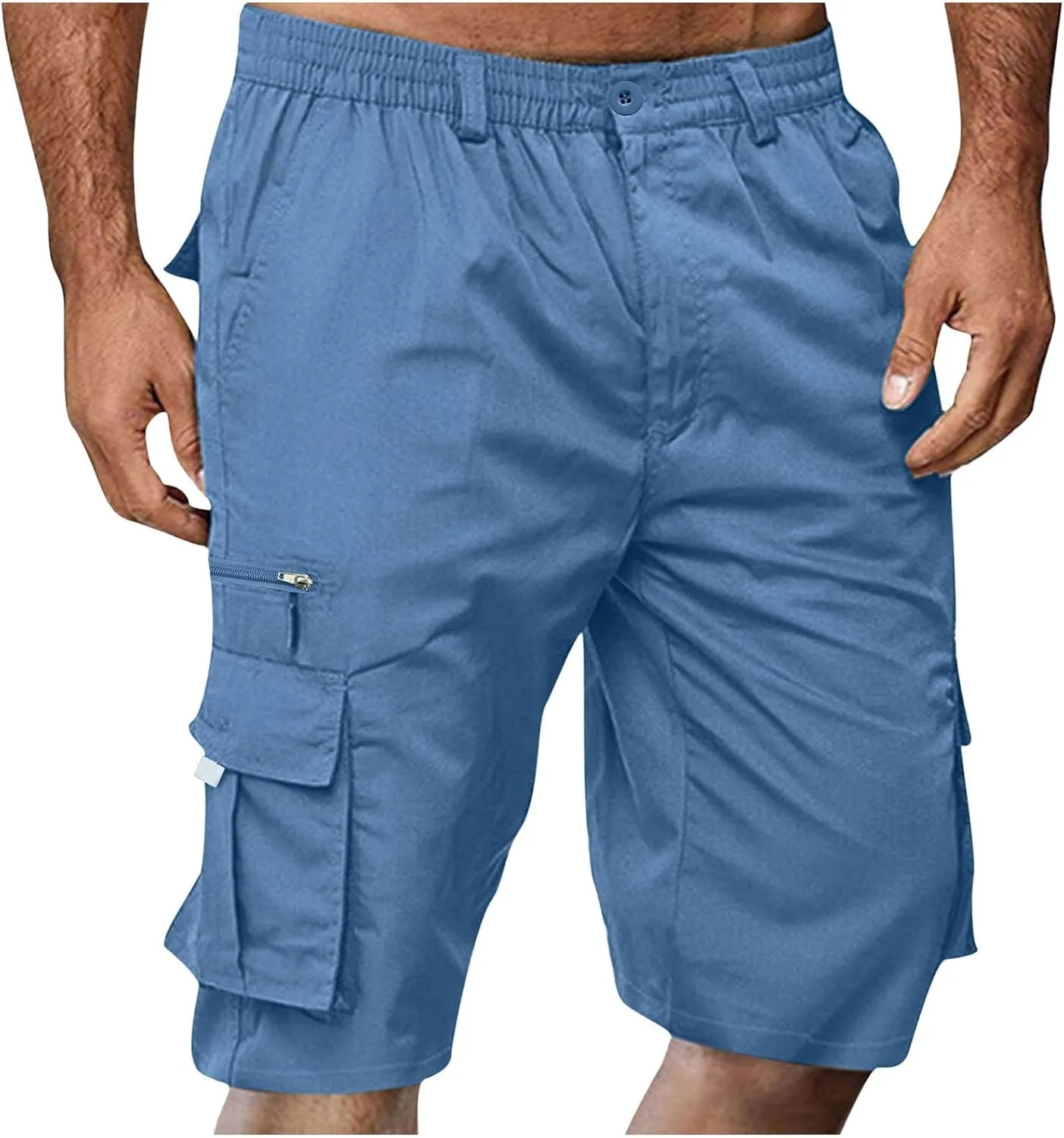 Shorts for Men Summer Beach Vacation Shorts Elastic Waist Drawstring Shorts Relaxed Lightweight Hiking Shorts