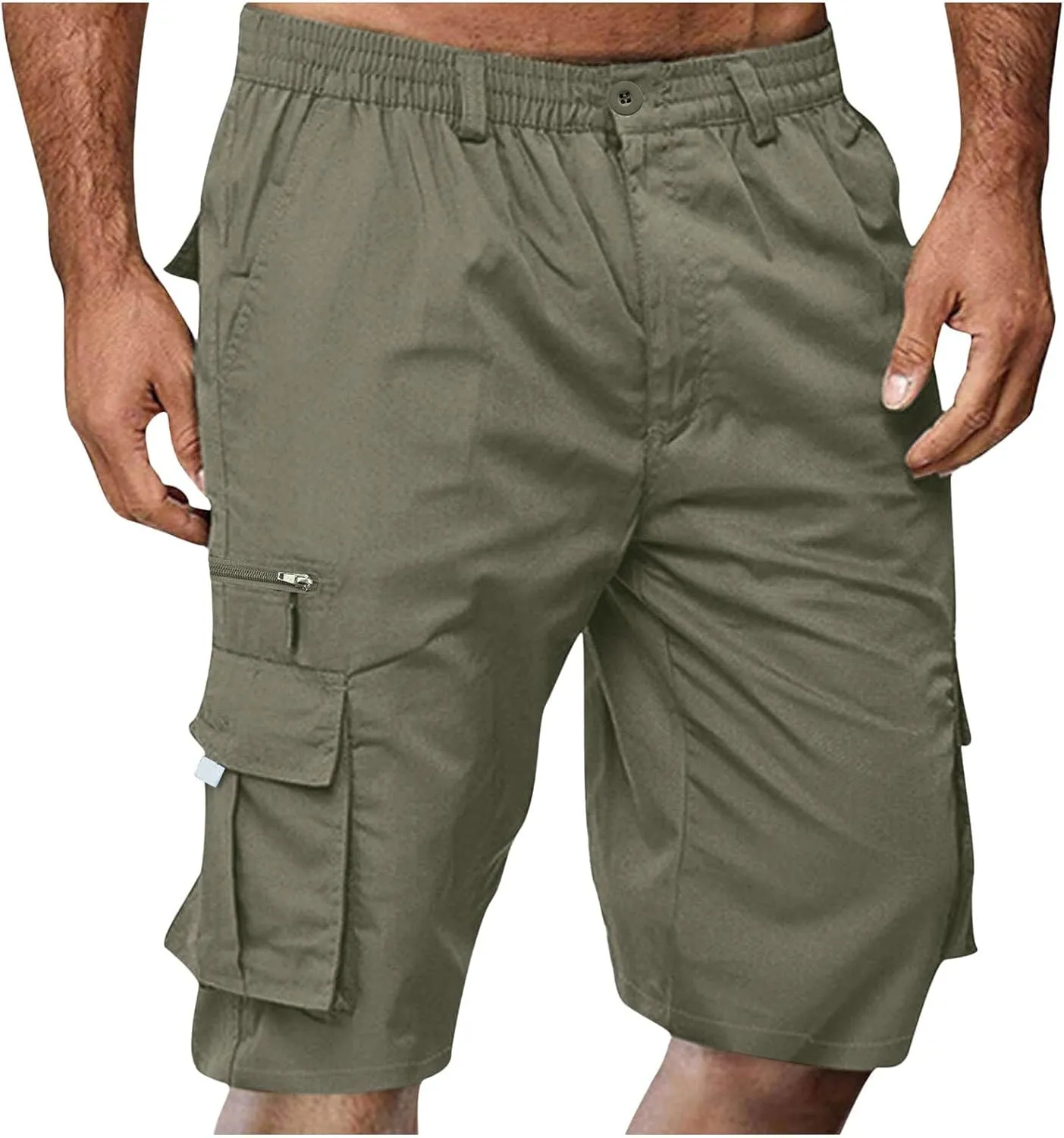 Shorts for Men Summer Beach Vacation Shorts Elastic Waist Drawstring Shorts Relaxed Lightweight Hiking Shorts