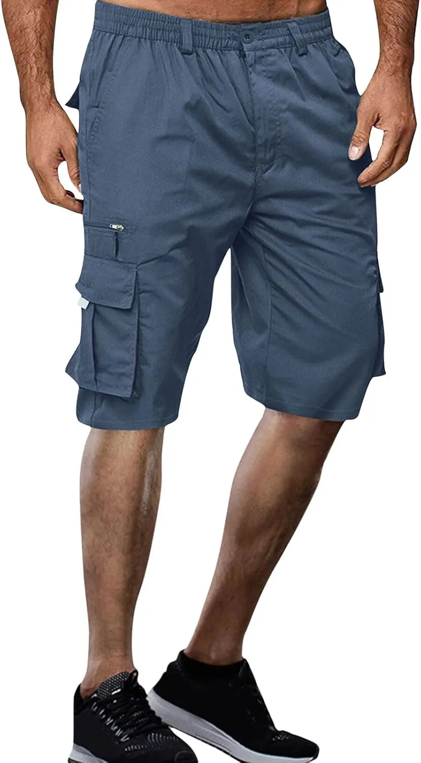 Shorts for Men Summer Beach Vacation Shorts Elastic Waist Drawstring Shorts Relaxed Lightweight Hiking Shorts