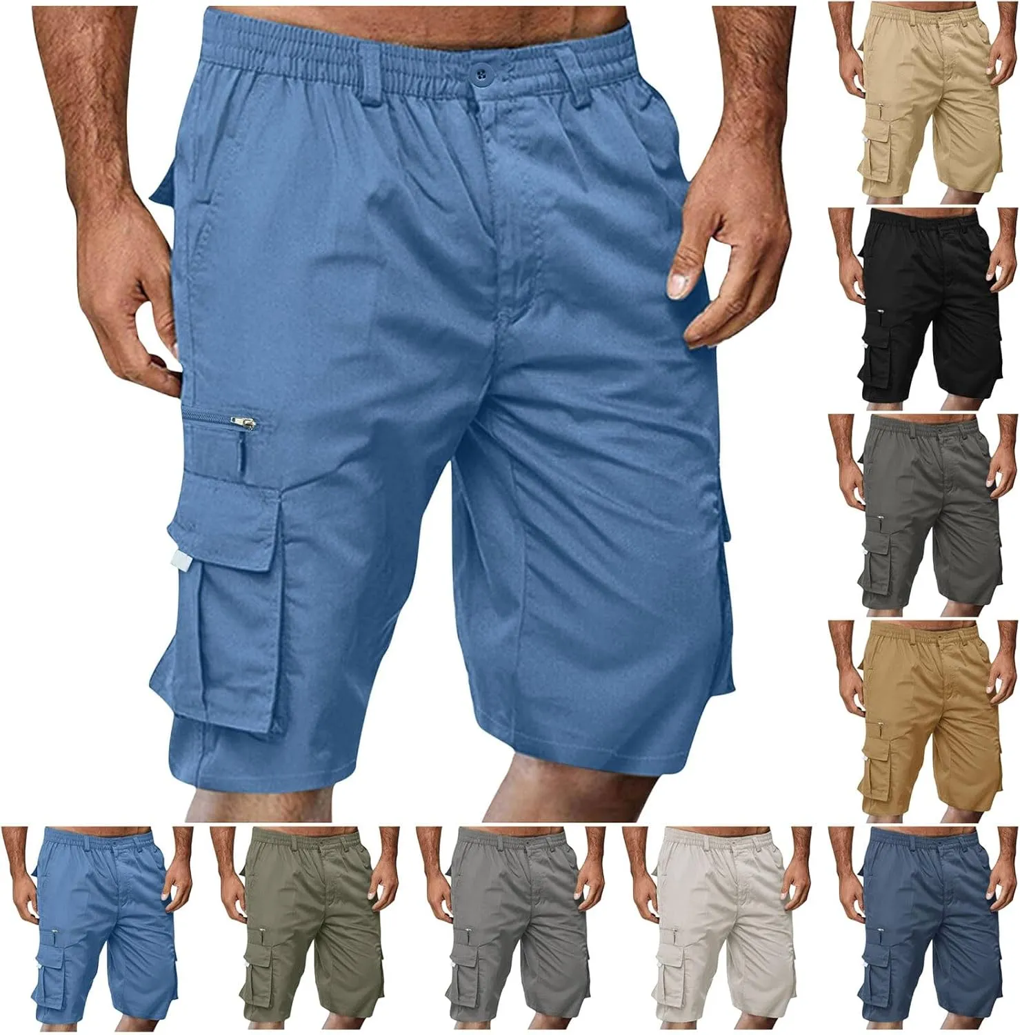 Shorts for Men Summer Beach Vacation Shorts Elastic Waist Drawstring Shorts Relaxed Lightweight Hiking Shorts