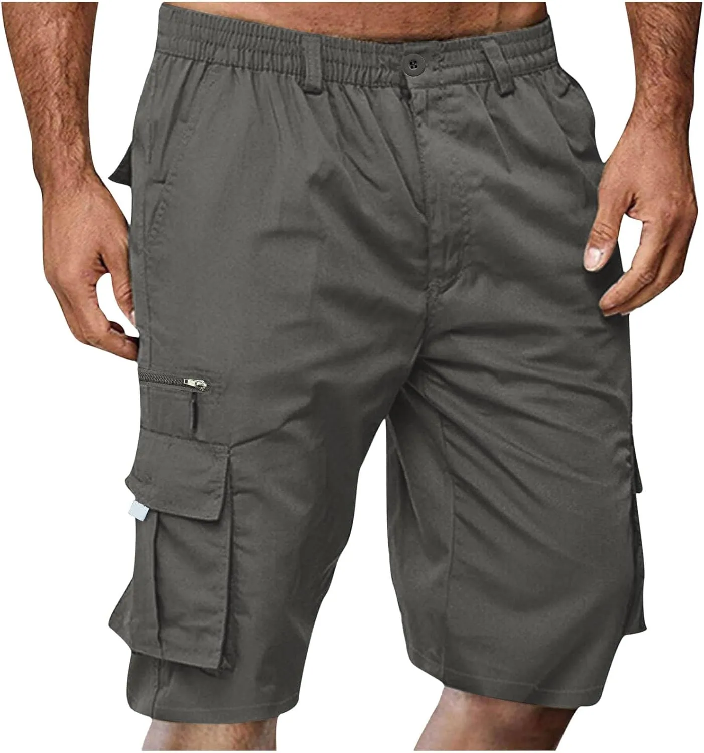 Shorts for Men Summer Beach Vacation Shorts Elastic Waist Drawstring Shorts Relaxed Lightweight Hiking Shorts