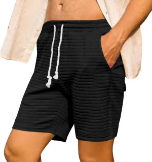 Shorts for Mens Fall Summer Color Block Loose Fit Sport Athletic Beach Hawaiian Ruched Crochet Shorts Mens 2025