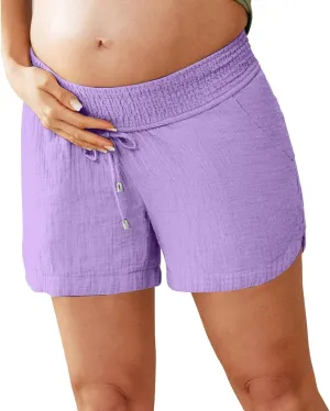 Shorts for Women 2024 Trendy Summer Casual Maternity Shorts Going Out Shorts with Pocket Elastic Waist Shorts