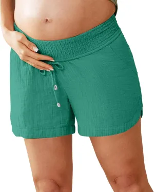 Shorts for Women 2024 Trendy Summer Casual Maternity Shorts Going Out Shorts with Pocket Elastic Waist Shorts