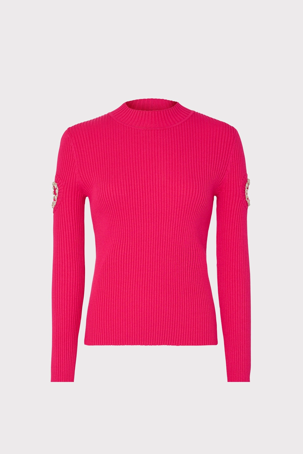 Shoulder Cut Out Knit Mock Neck Wrinkle Recovery Fabric Ventilated Mesh Panel
