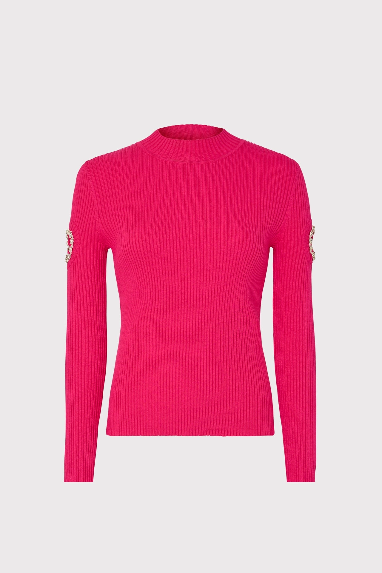 Shoulder Cut Out Knit Mock Neck Work Friendly
