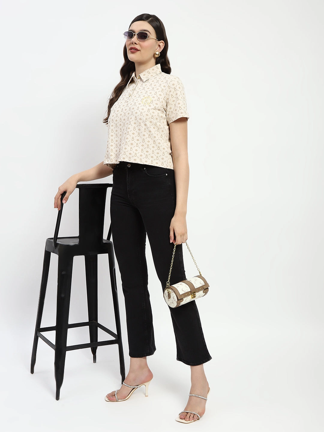 Comfortable Wear Breathable Mesh Back Madame Bridgerton Beige Cotton Polo Top