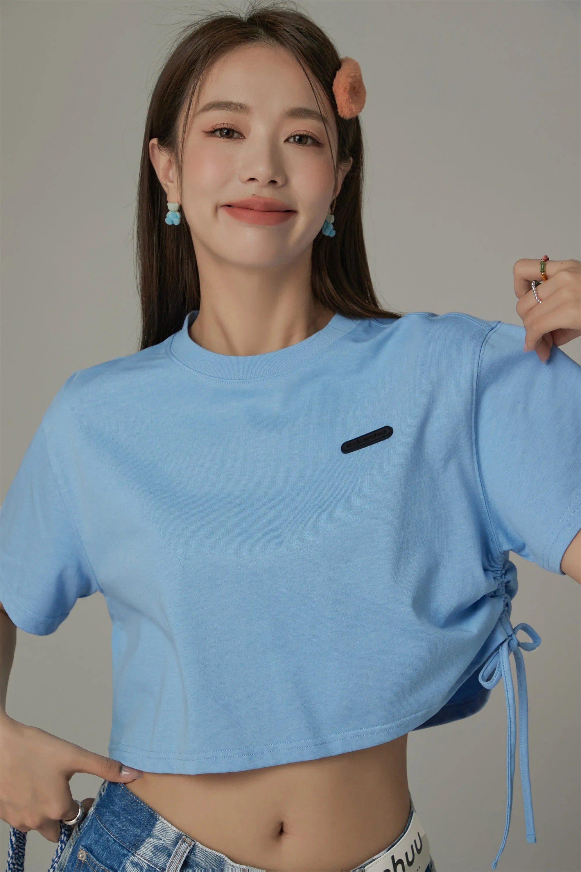 Side String Chuu Printed Design Cropped T-Shirt