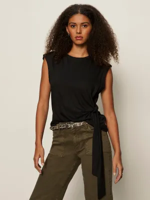 Side Tie Muscle Tee Black Trendy Piece Comfortable Layering