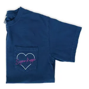 Sigma Kappa Heart Pocket T-Shirt - Navy