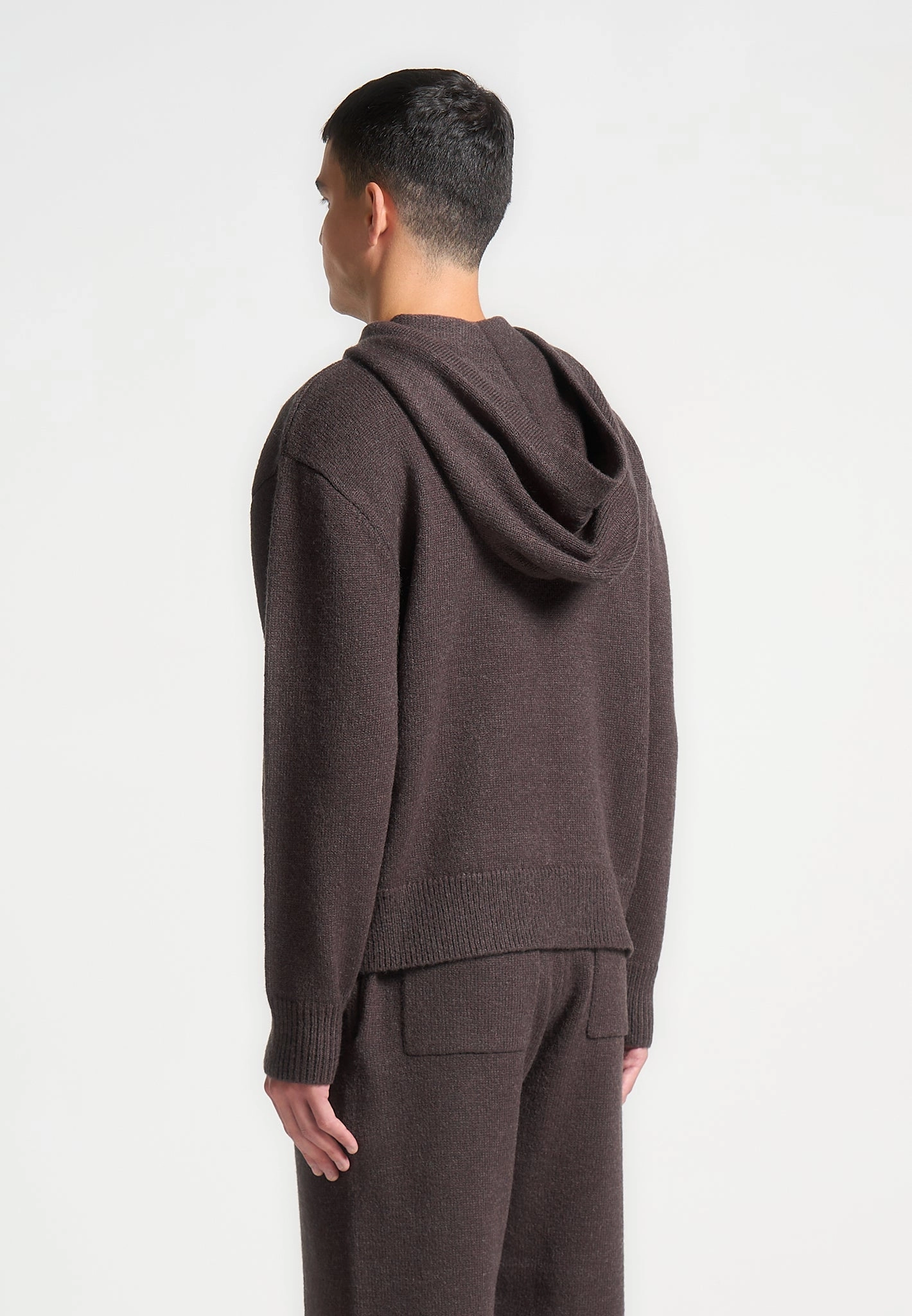 Seamless Circular Knit Signature Mohair-Blend Hoodie - Brown
