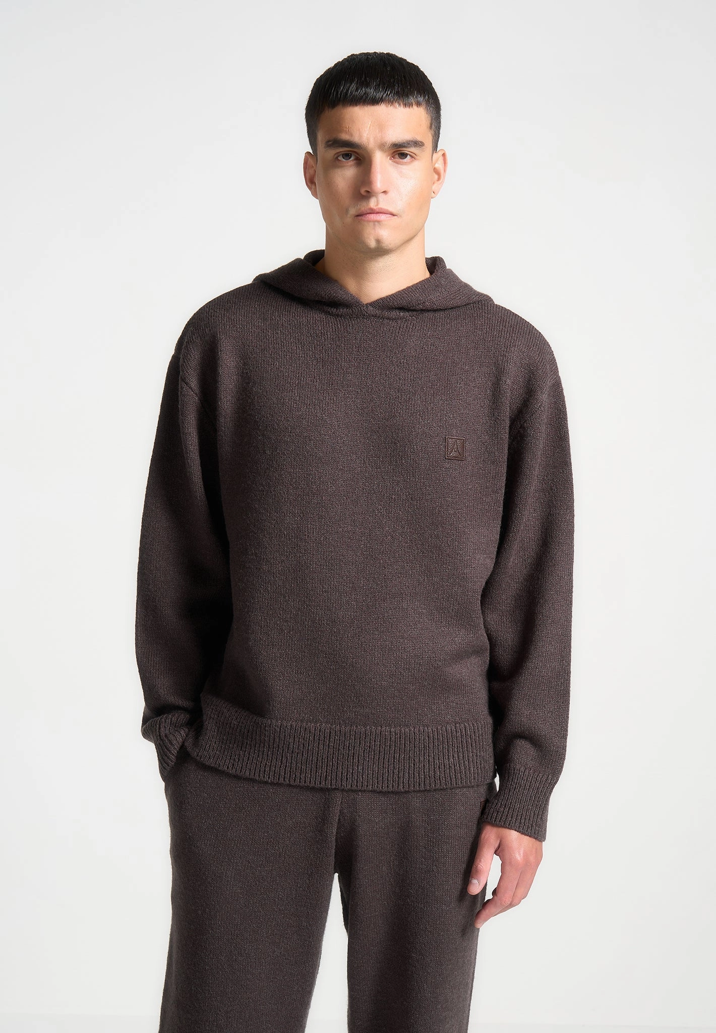 Bamboo Fiber Blend Signature Mohair-Blend Hoodie - Brown
