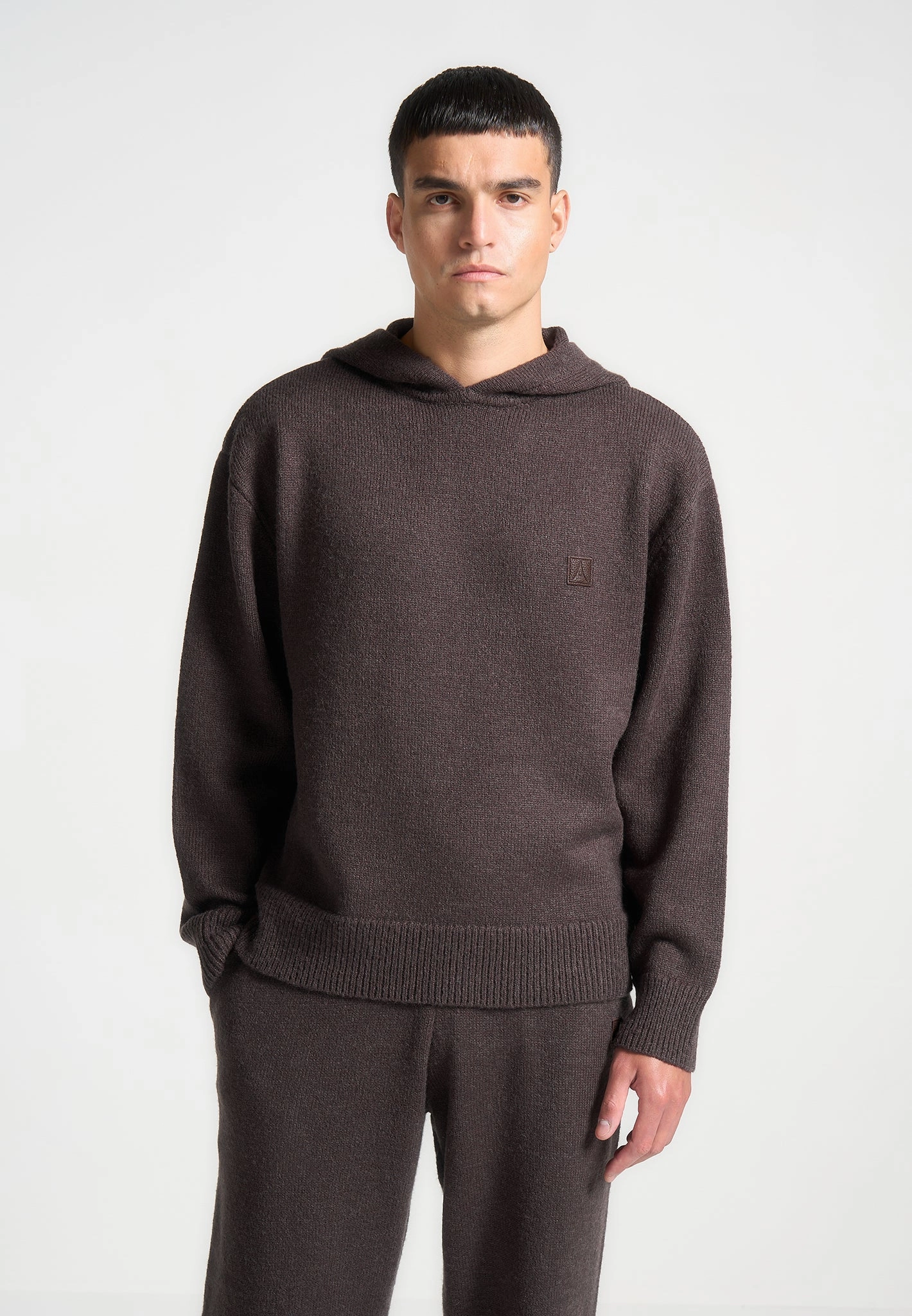 Interlock Weave Midweight Feel Signature Mohair-Blend Hoodie - Brown