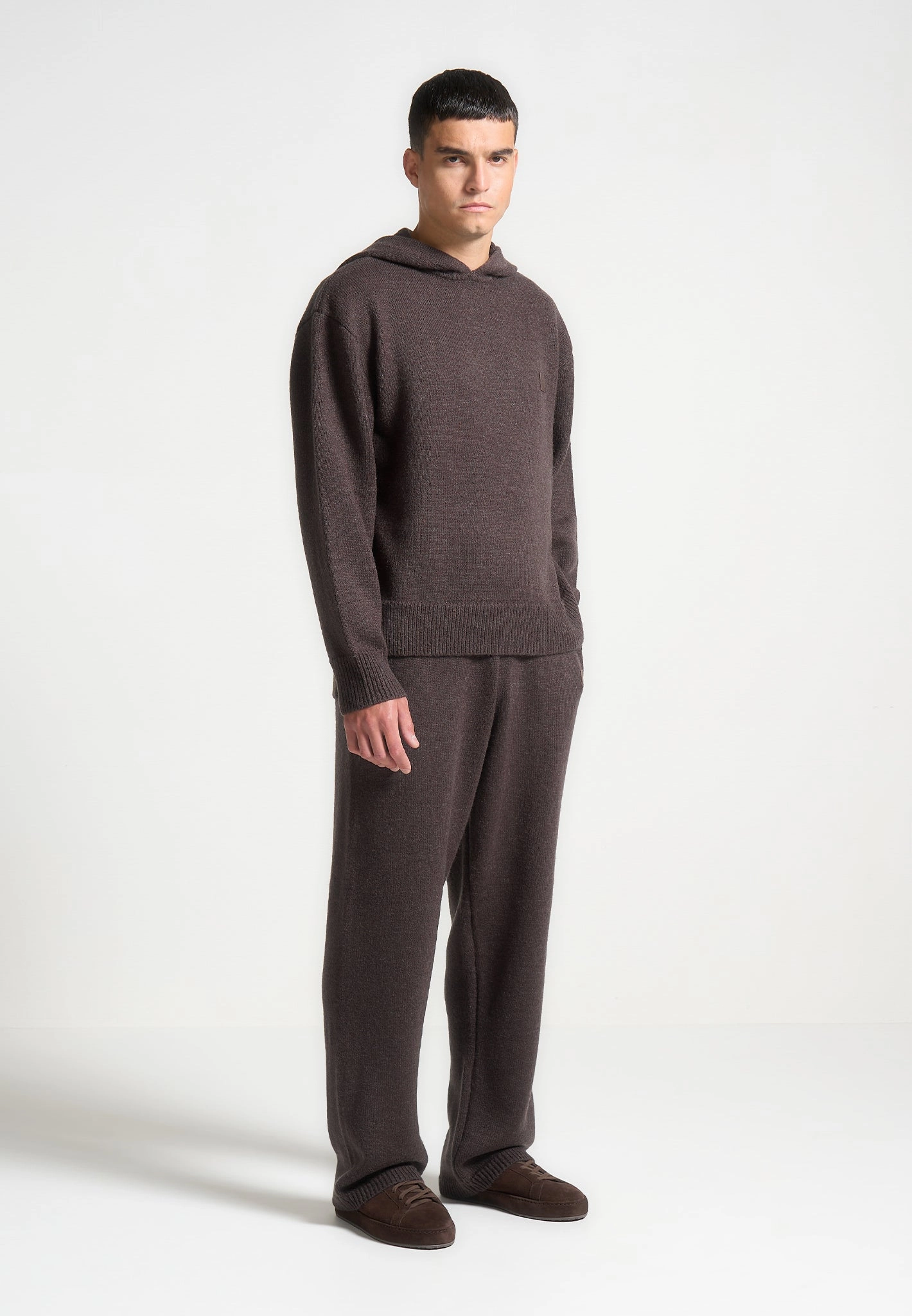 Plush Inner Lining Signature Mohair-Blend Hoodie - Brown