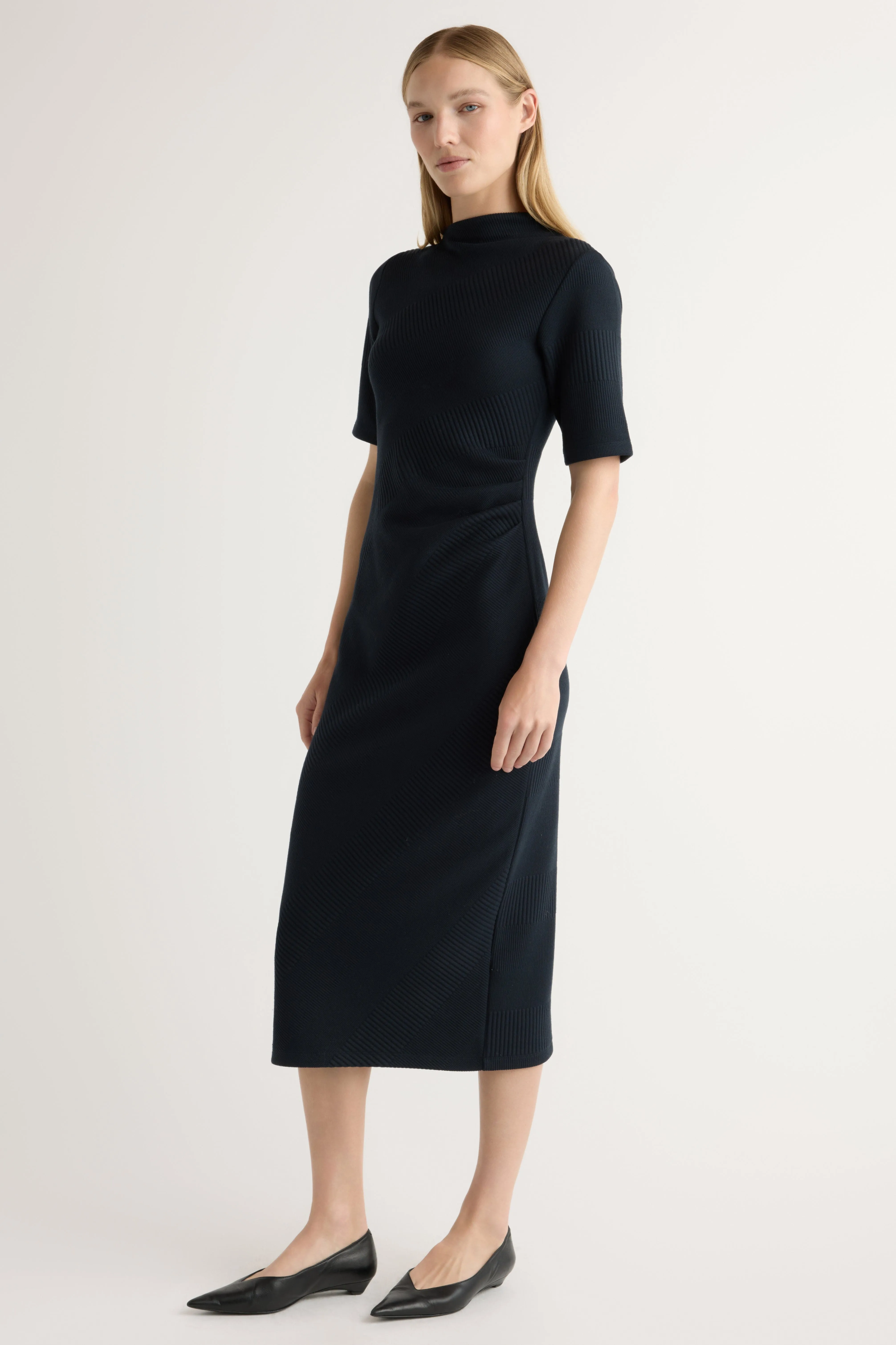 Flattering Comfort Wear Simple Texture Evie Ribbed-Knit Jersey Dress