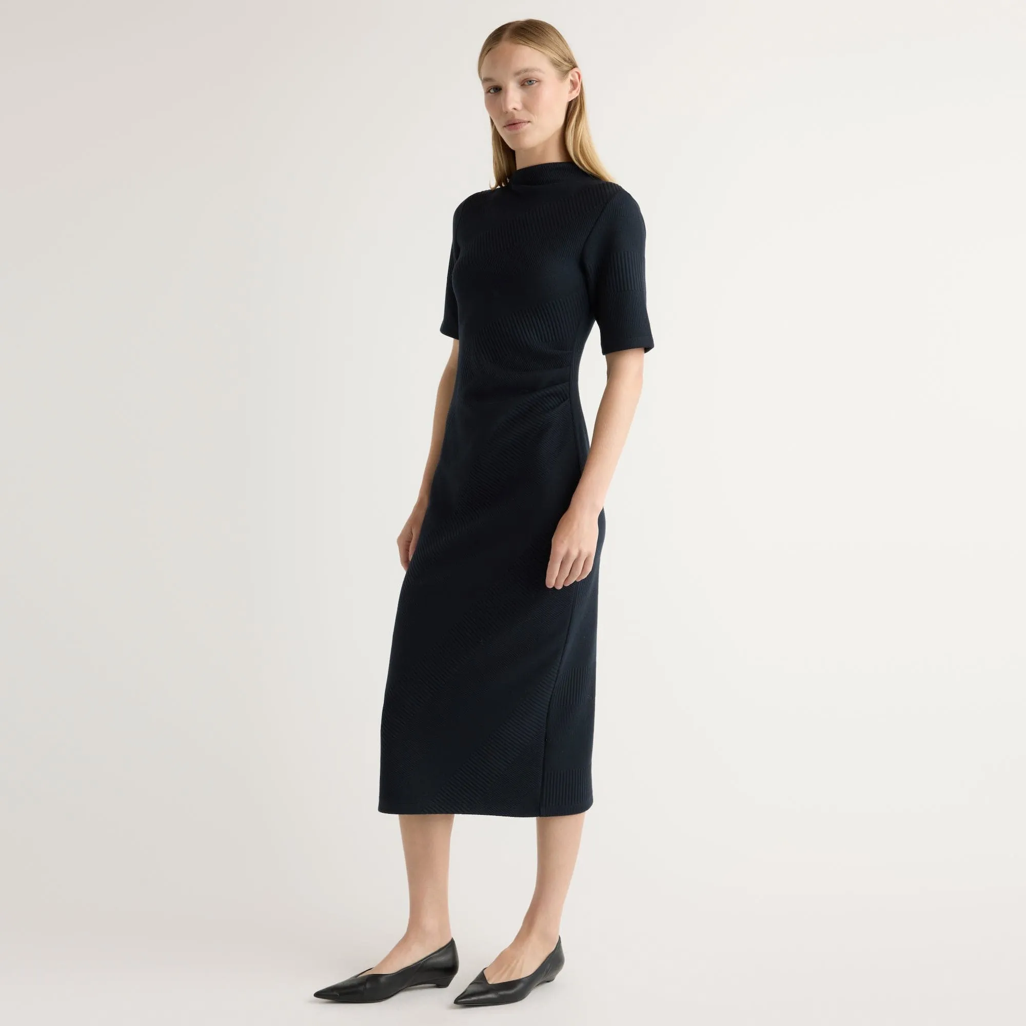 Invisible-Zip Evie Ribbed-Knit Jersey Dress