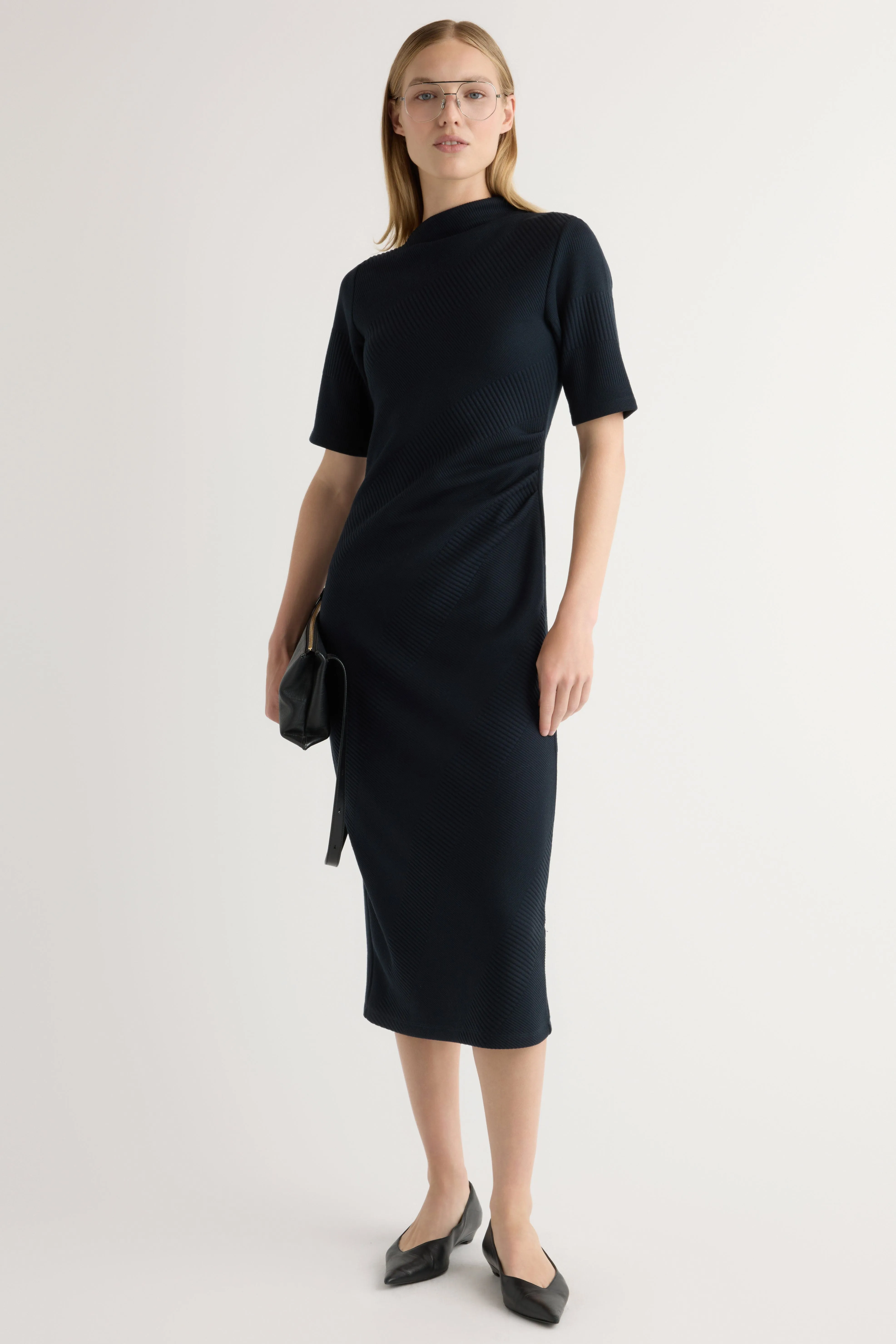 Elegant Layers Evie Ribbed-Knit Jersey Dress