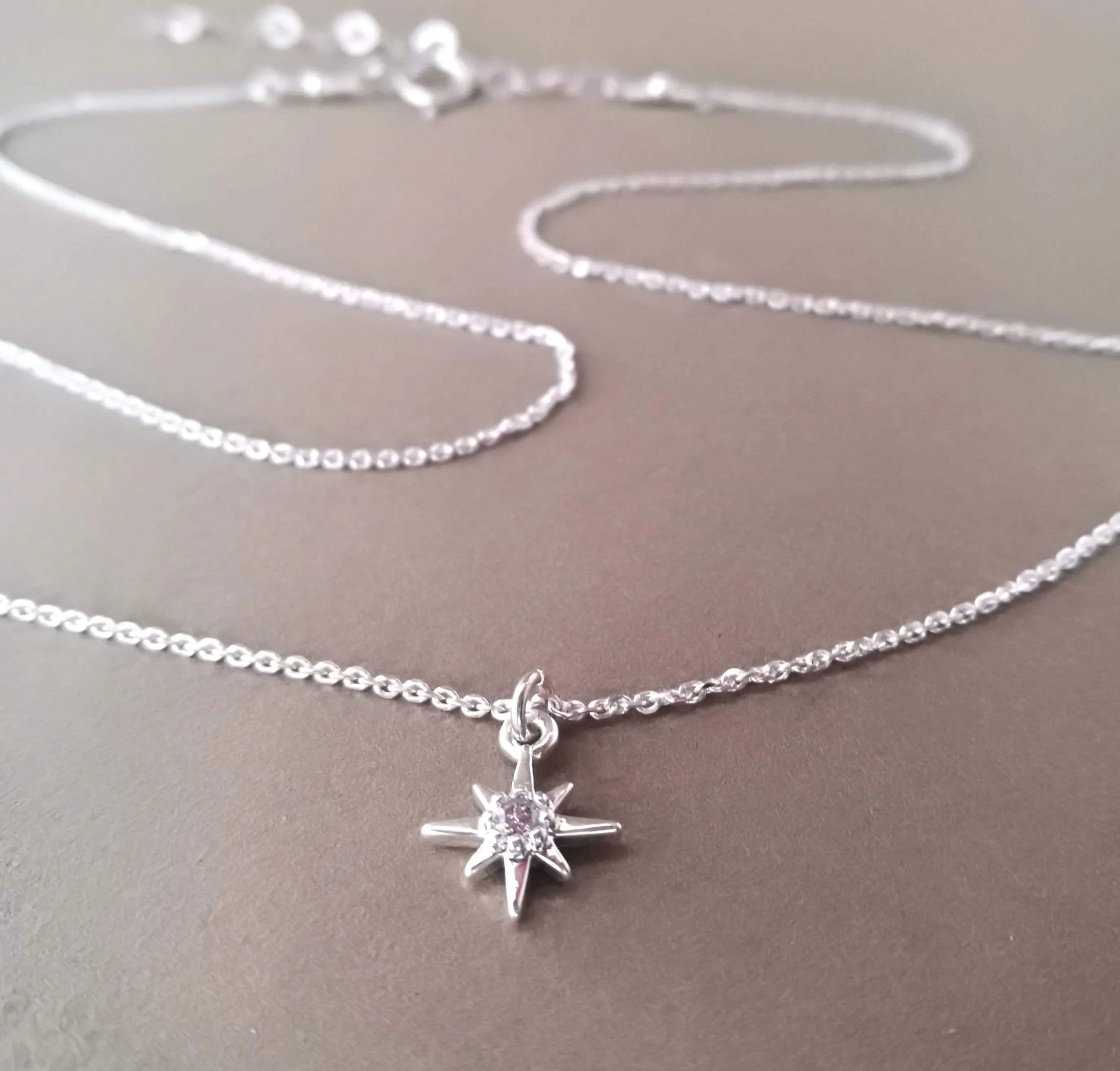 Silver North Star Necklace and Chain Choker - Set Of 2 Necklaces