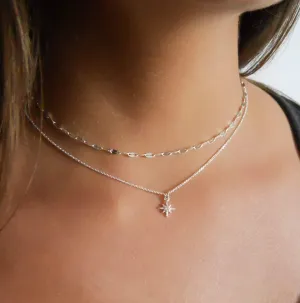 Silver North Star Necklace and Chain Choker - Set Of 2 Necklaces
