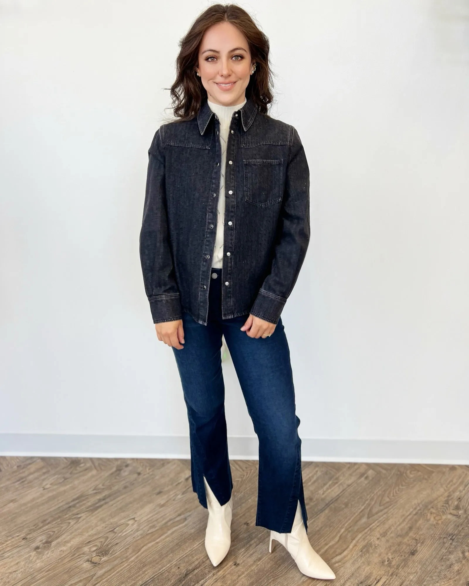 Simone Embellished Denim Shirt