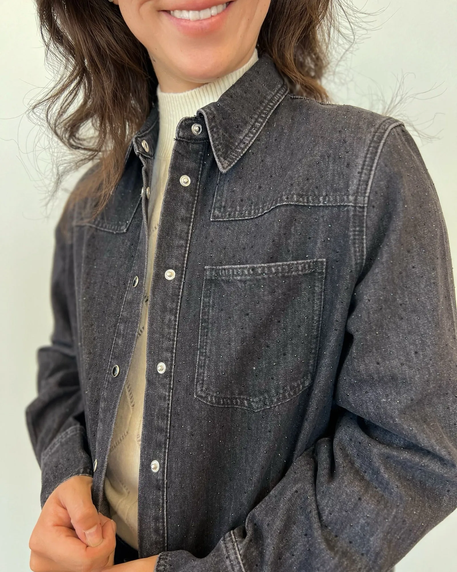 Simone Embellished Denim Shirt