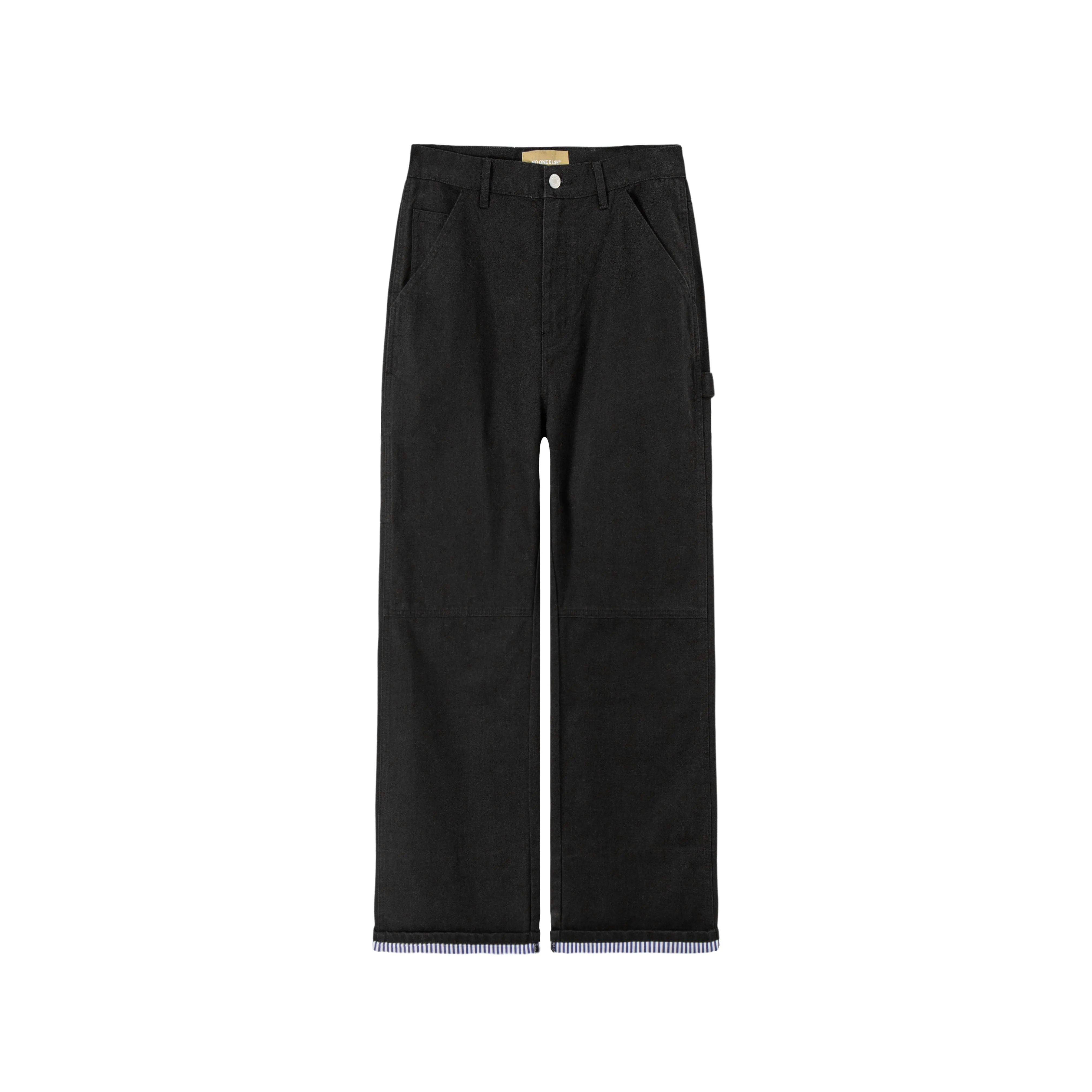 Simple High-Waisted Straight Khaki Pants