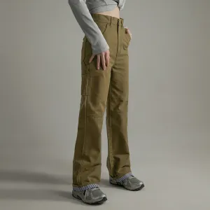 Simple High-Waisted Straight Khaki Pants