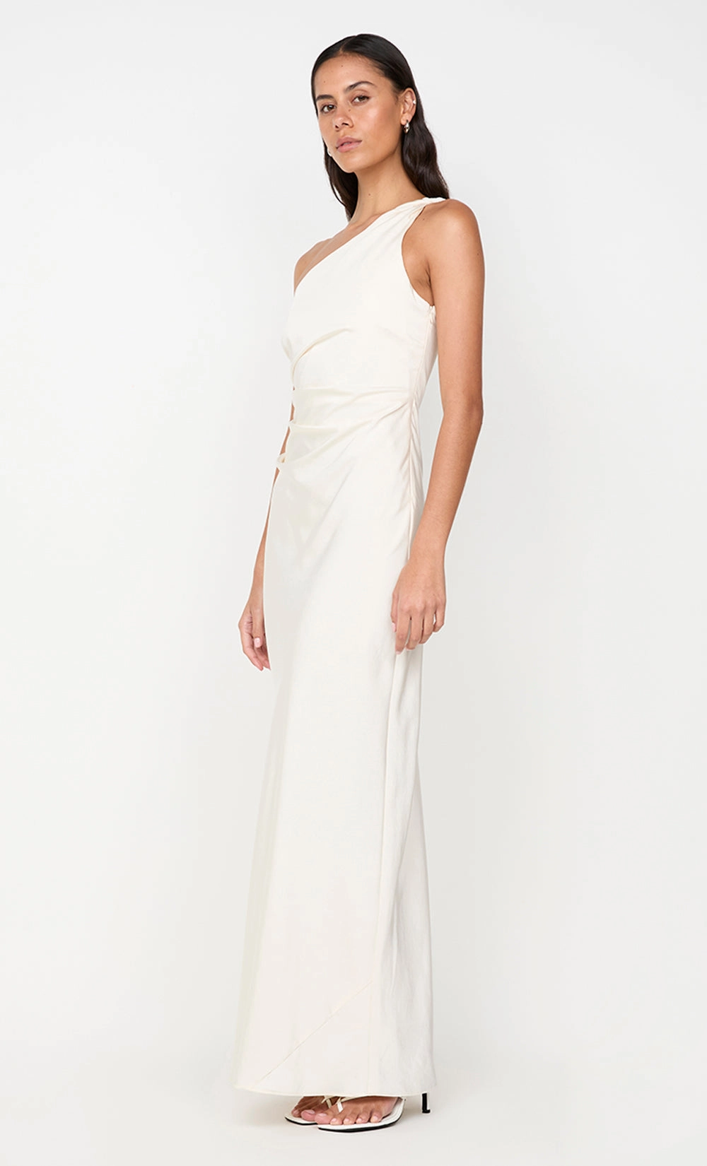 LUNETTA ASYM DRESS - CREAM Statement-Piece Lower Hem