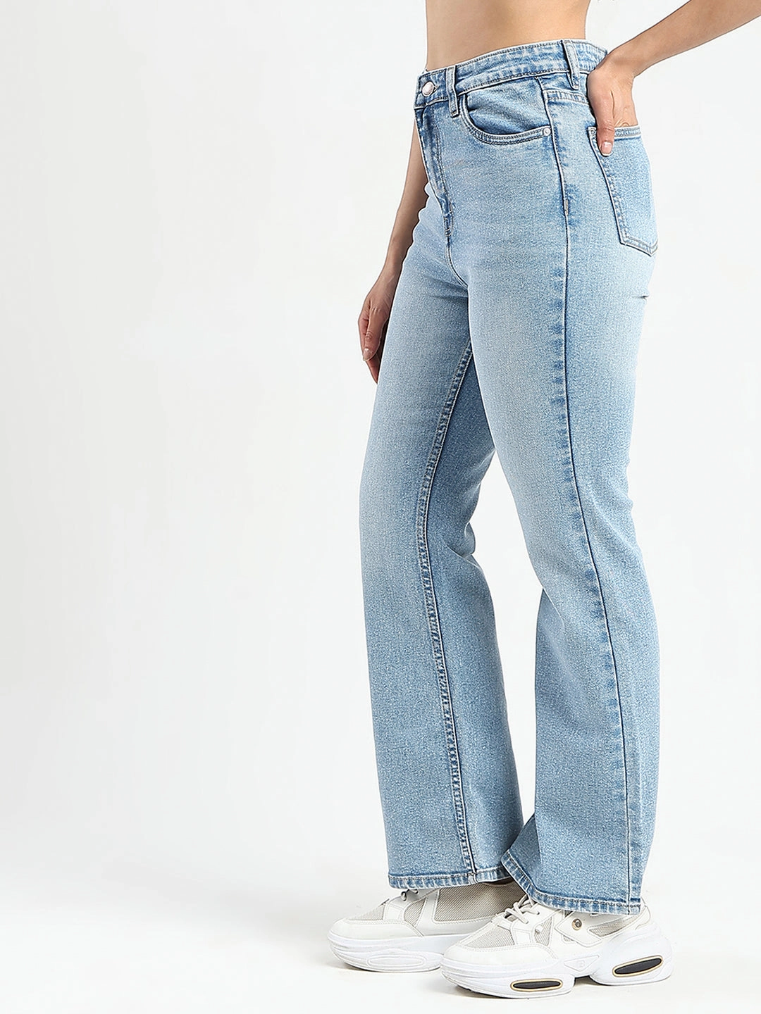 Solid Choice Sustainable Manufacturing Madame Stone Wash Light Blue Flared Jeans