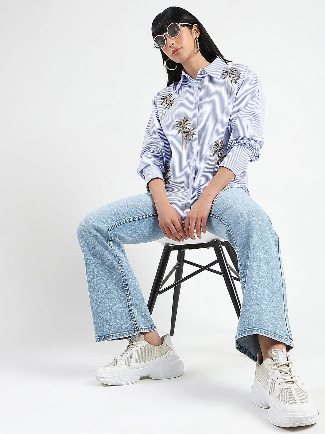 All Time Basic Madame Stone Wash Light Blue Flared Jeans