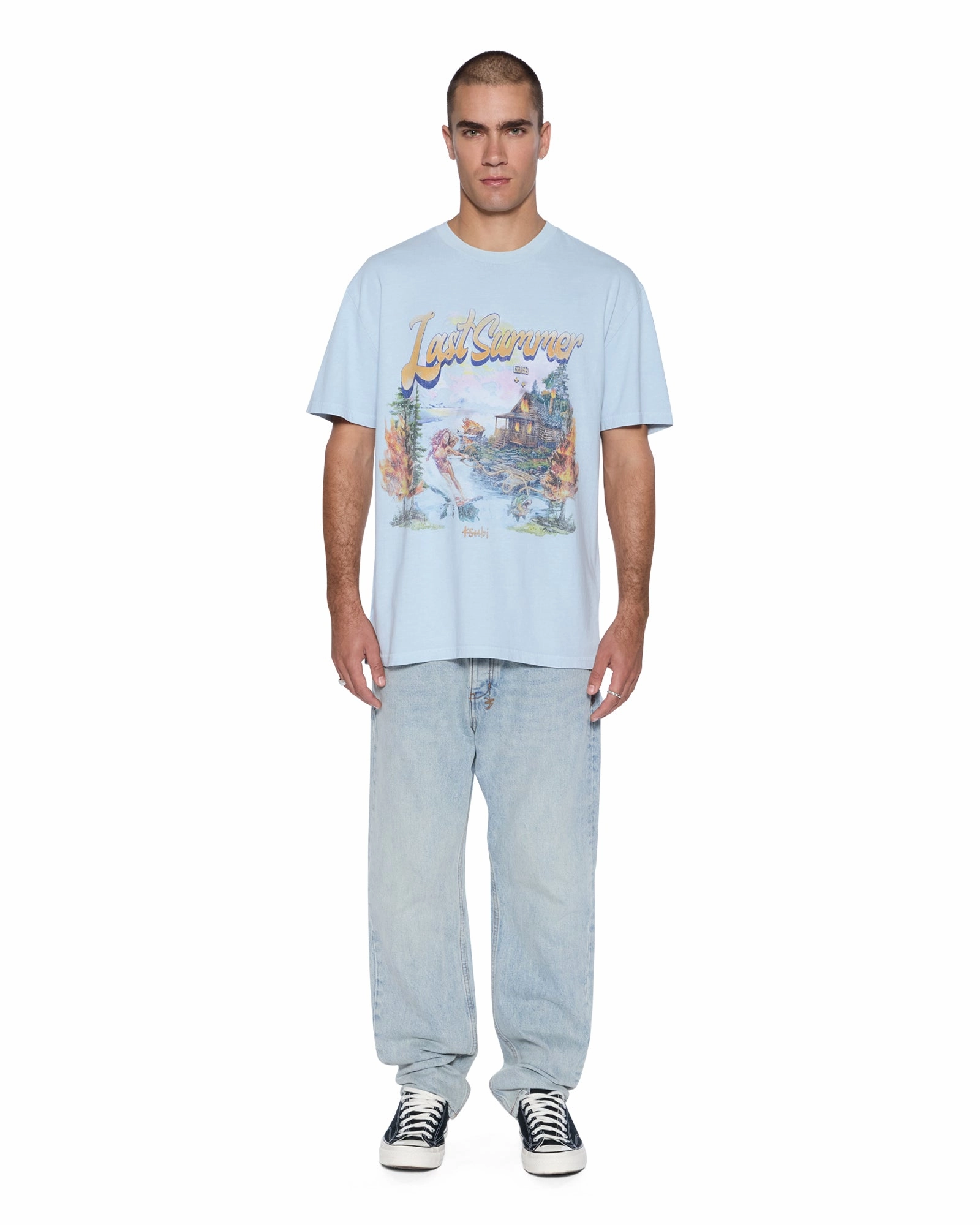 LAST SUMMER BIGGIE SS TEE BLUE MIST Urban Casual Look Timeless Fashion
