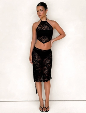 SIYA LACE TOP - BLACK : LACE : BLACK LACE Flexible Shoulder Gusset