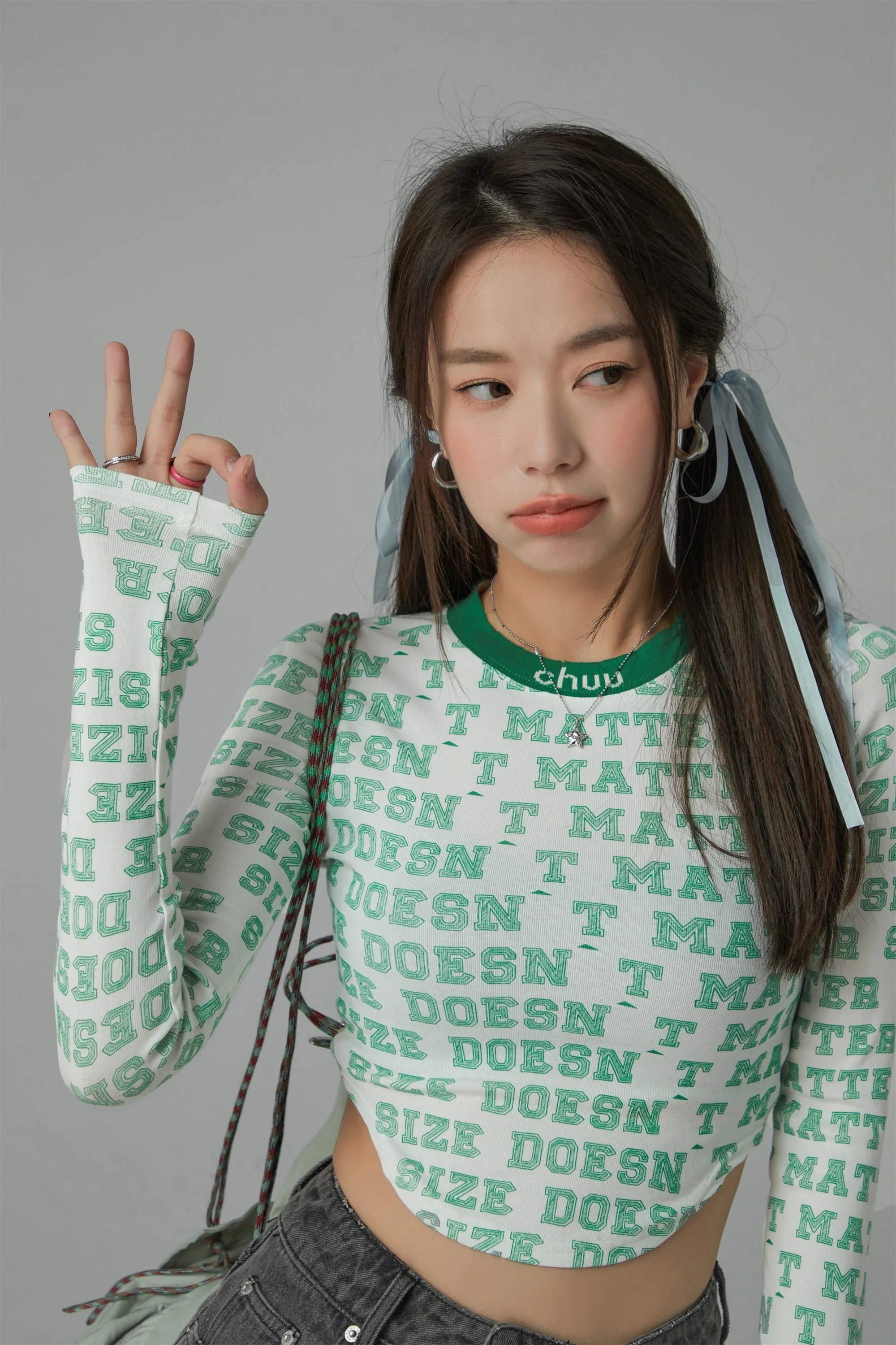 Size Doesnt Matter Lettering Cropped T-Shirt