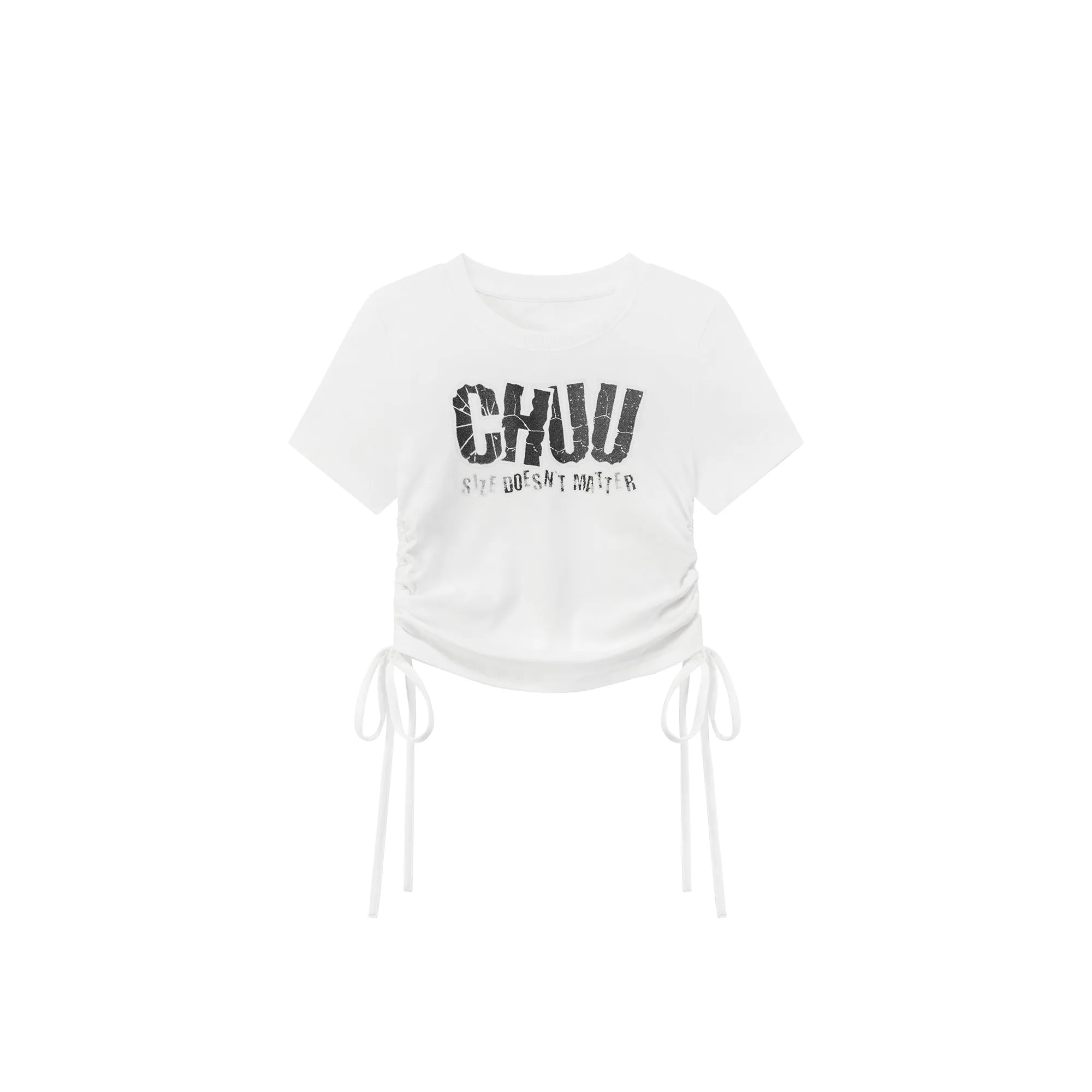 Size Doesnt Matter Side String Cropped T-Shirt