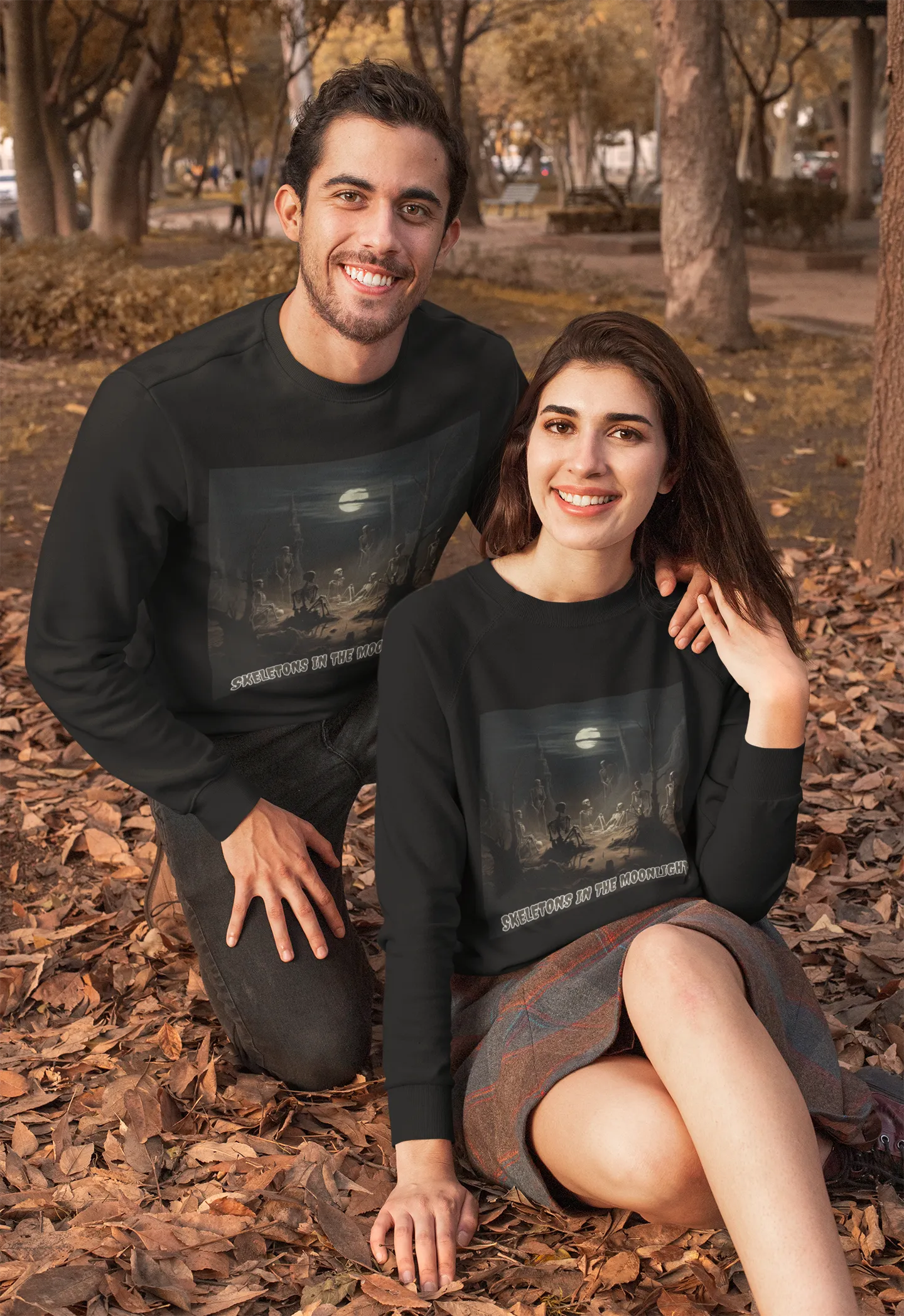 Skeletons in the Moonlight, Retro Sweatshirt, Cute Sweatshirt, Halloween Sweatshirt, Womens' Halloween, Spooky Sweatshirt, Halloween Party