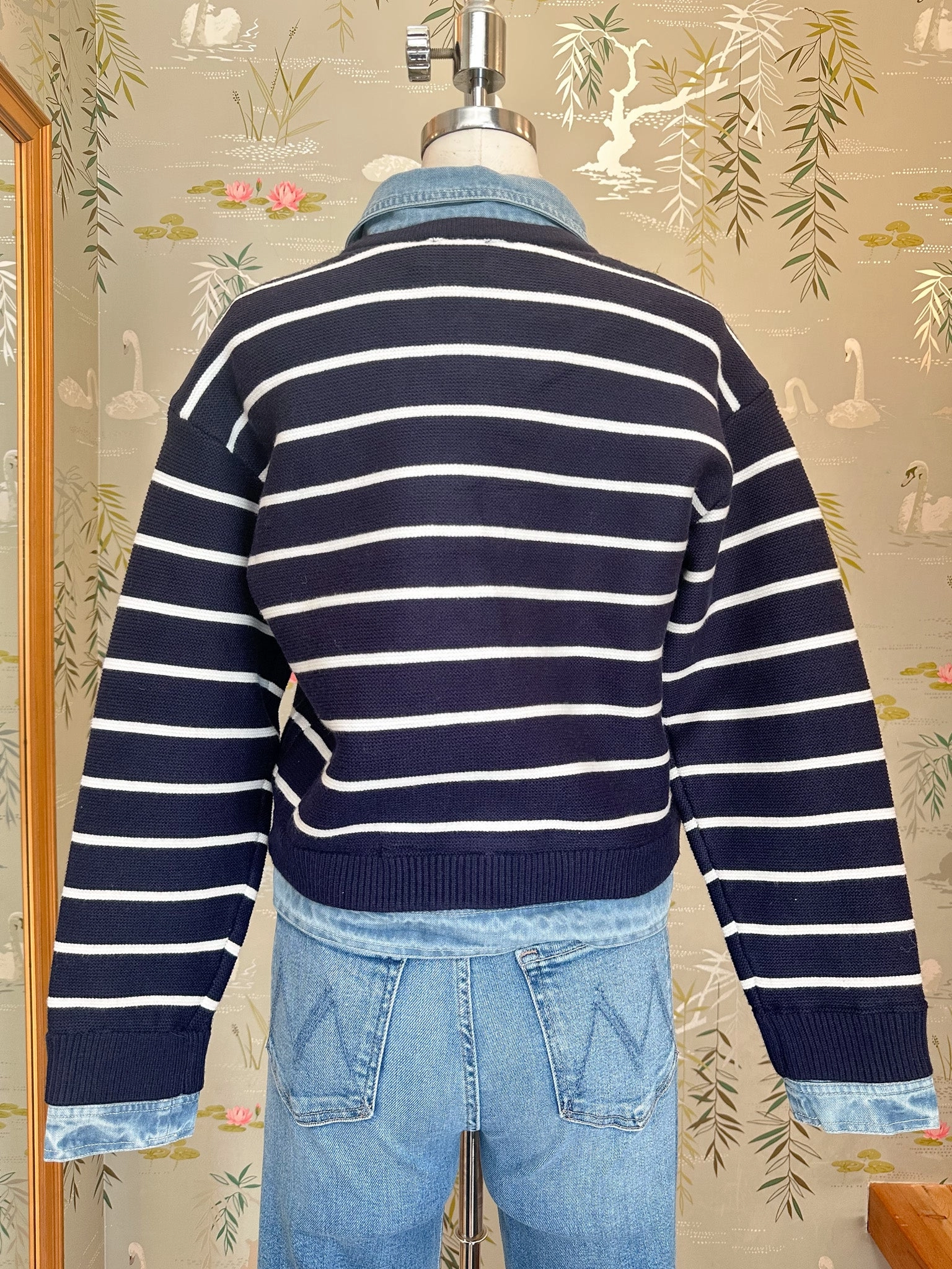 Openwork Lattice Pattern UVProtective Layer Dani Striped Cardigan