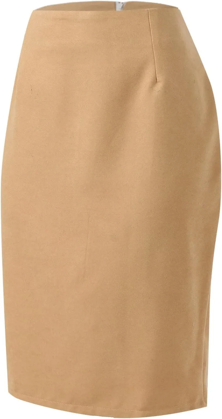Skirts for Women Trendy Pencil Plaid Skirts for Women Fall Winter High Waisted Bodycon Knee Length Wool Midi