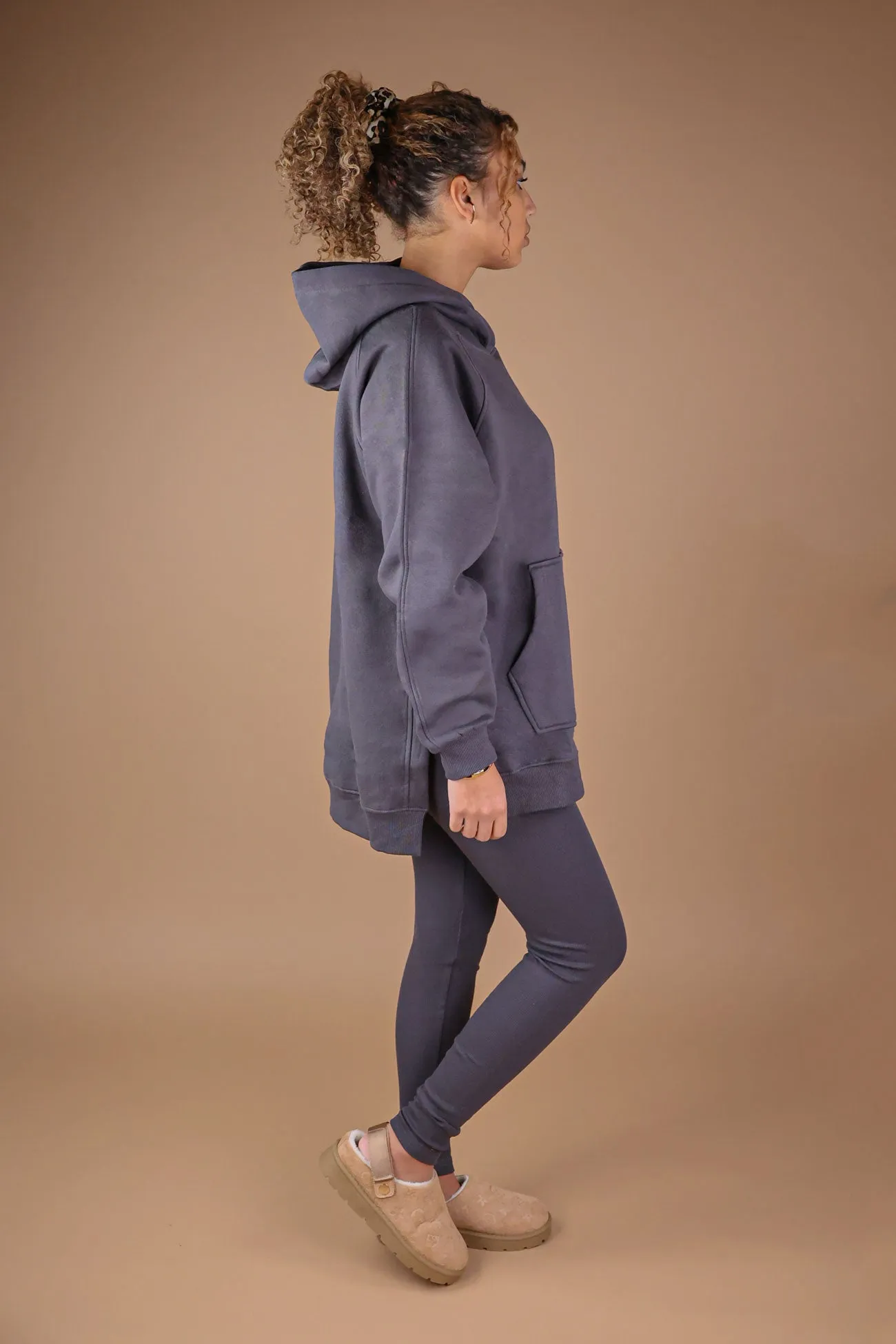 Slate Grey Oversized Hoodie and Leggings Set