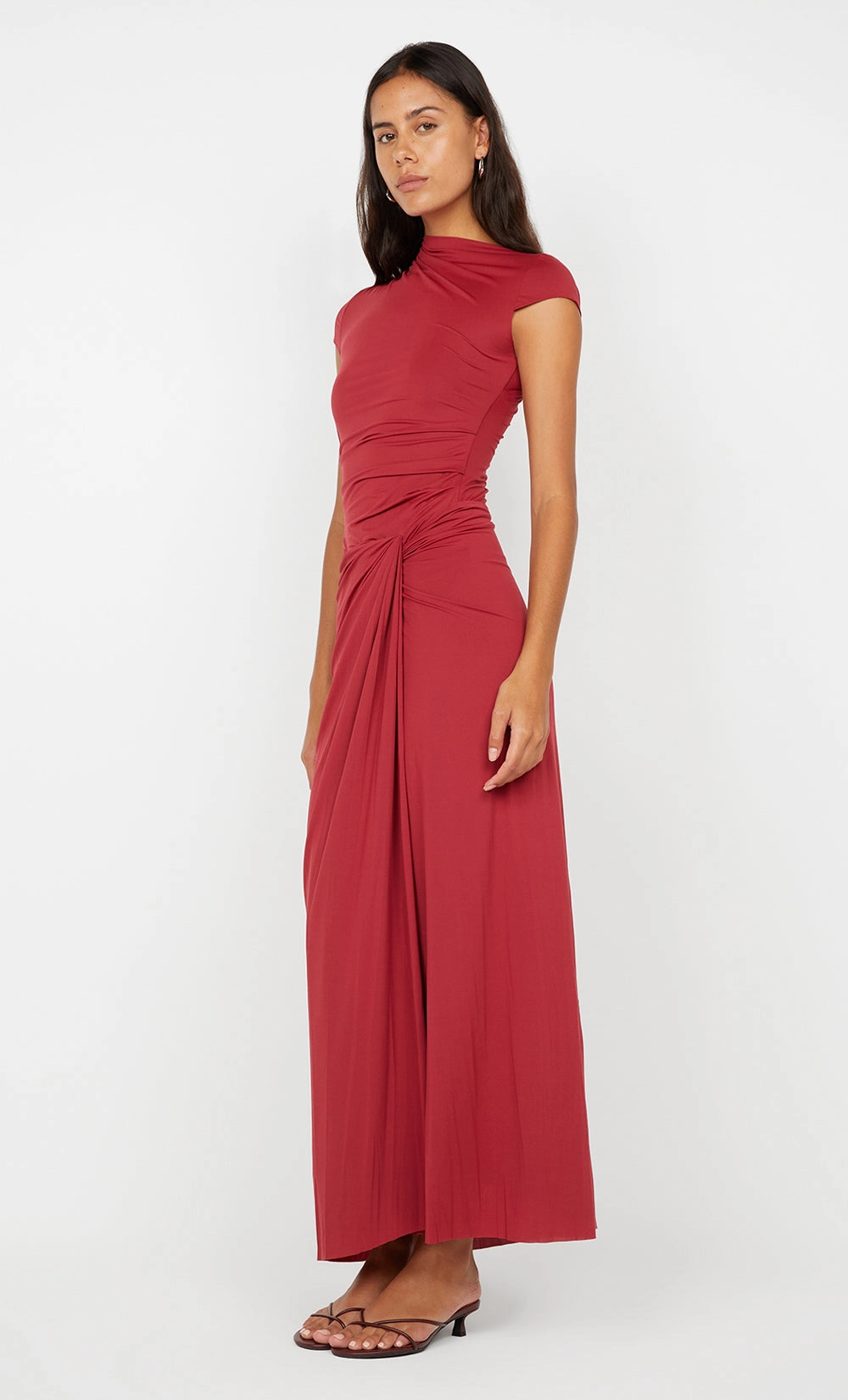 SUSIE MAXI DRESS - CHERRY Ruched-Detail Vintage feel