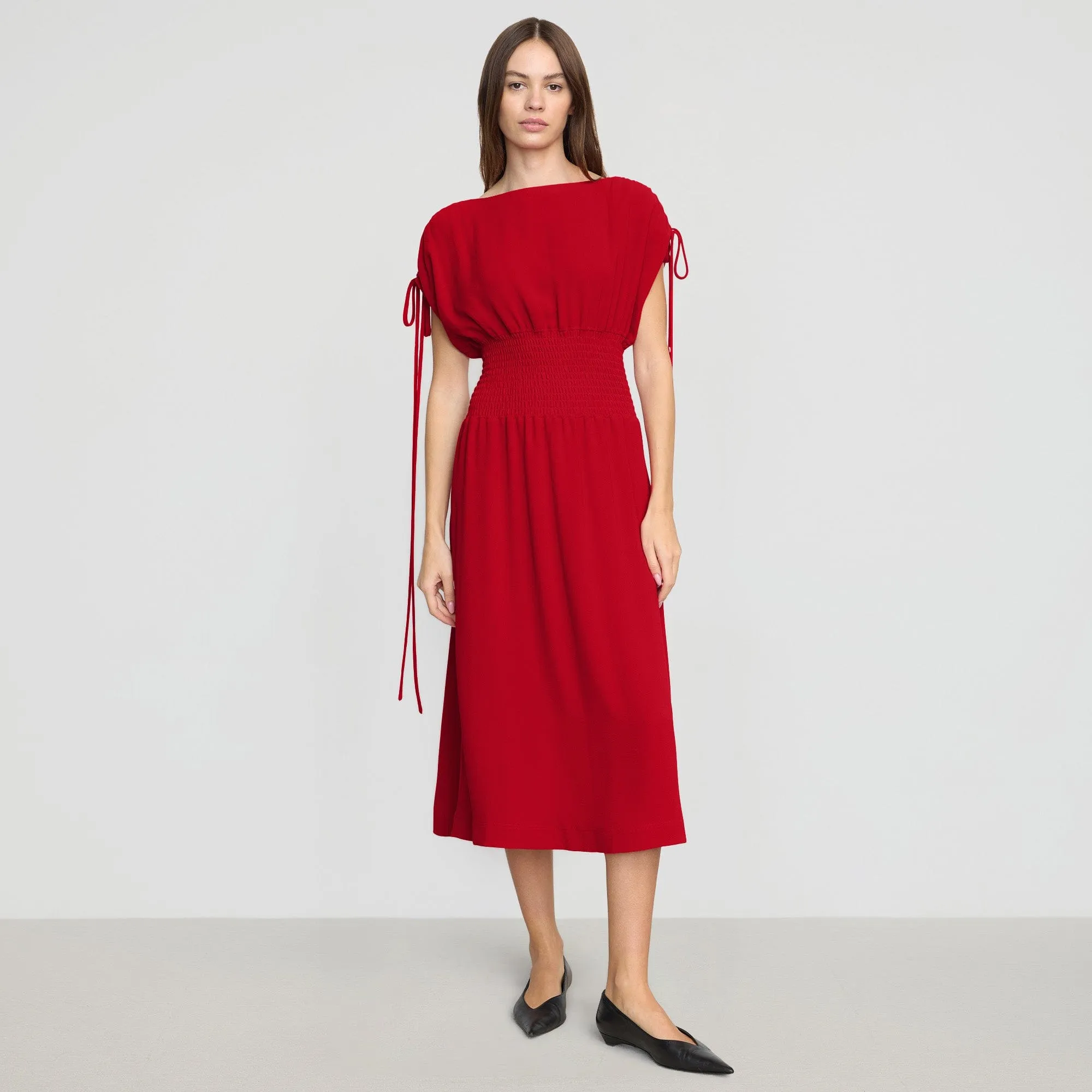 All Gender Workwear Comfort Ayumi Gathered-Shoulder Dress
