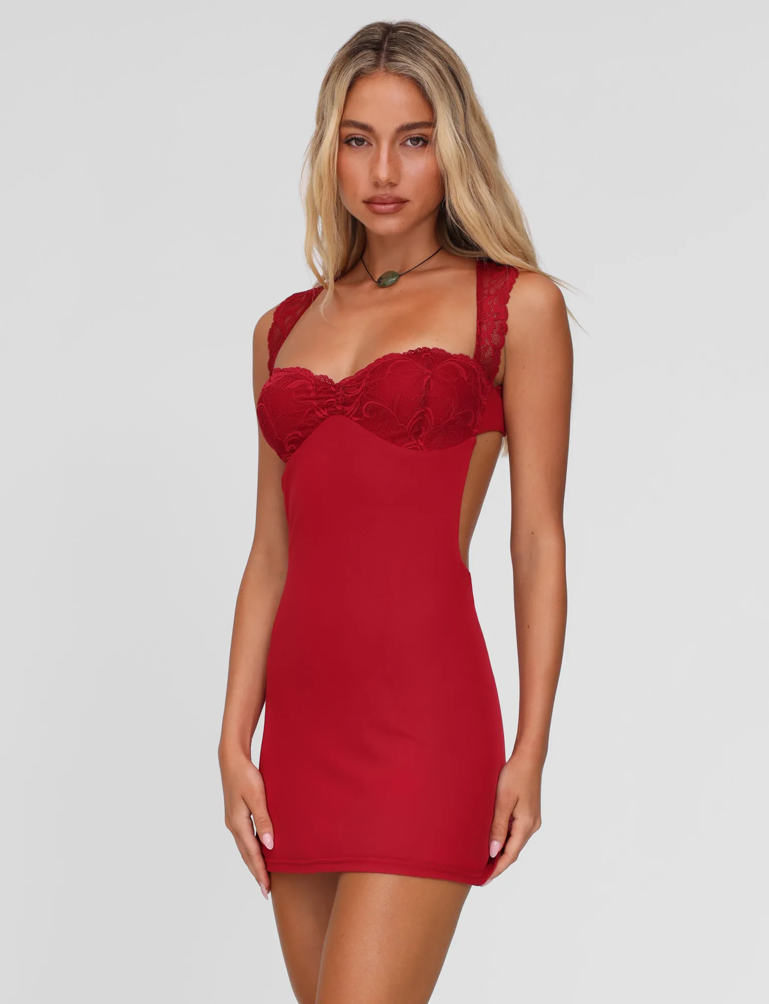 NYOMI MINI DRESS - RED : RED Premium Fabric Effortless Style