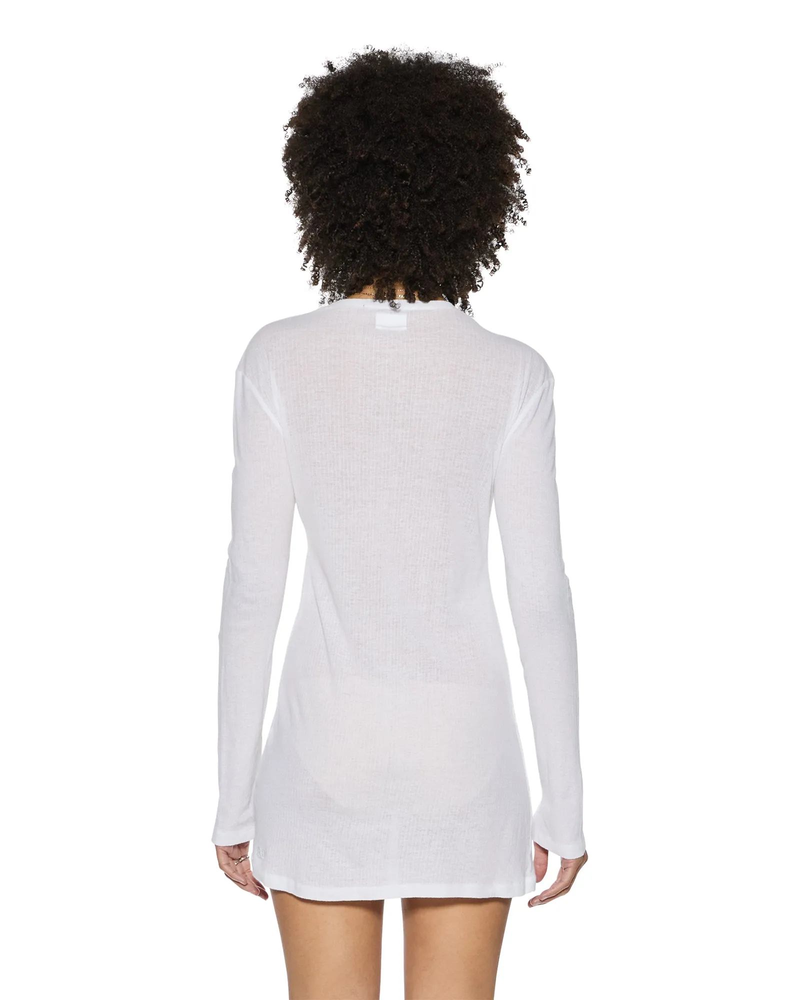 Flared shape CRAWFORD LS MINI DRESS WHITE