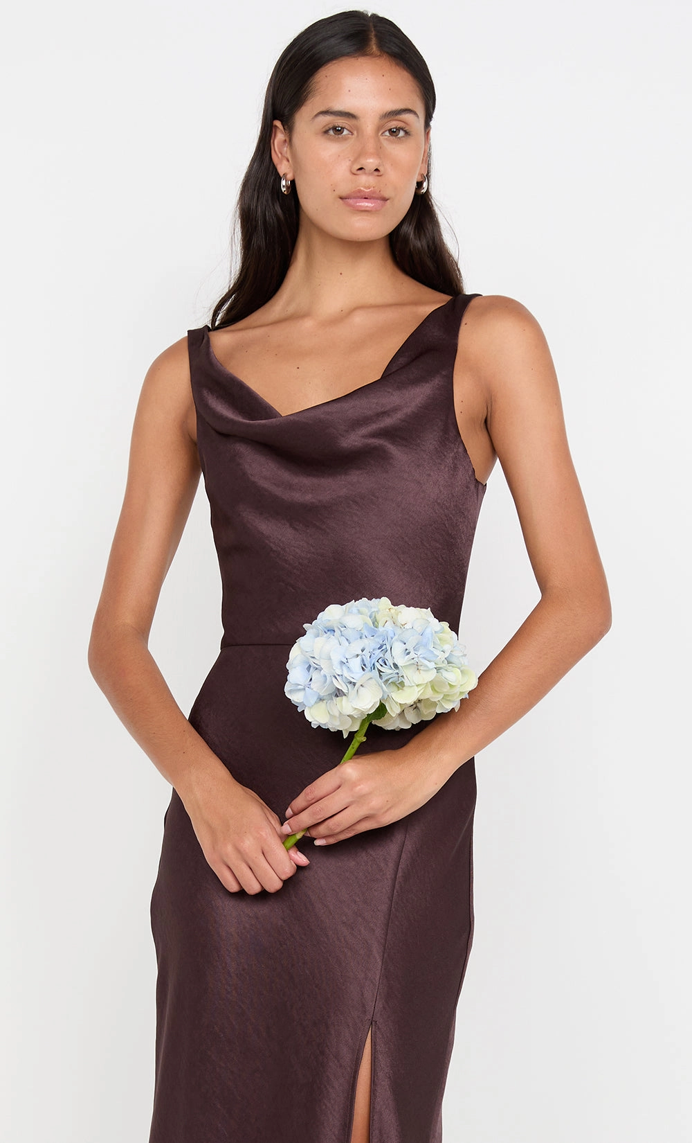 Mix-And-Match AUSTEN COWL NECK MAXI DRESS - DARK CHOCOLATE